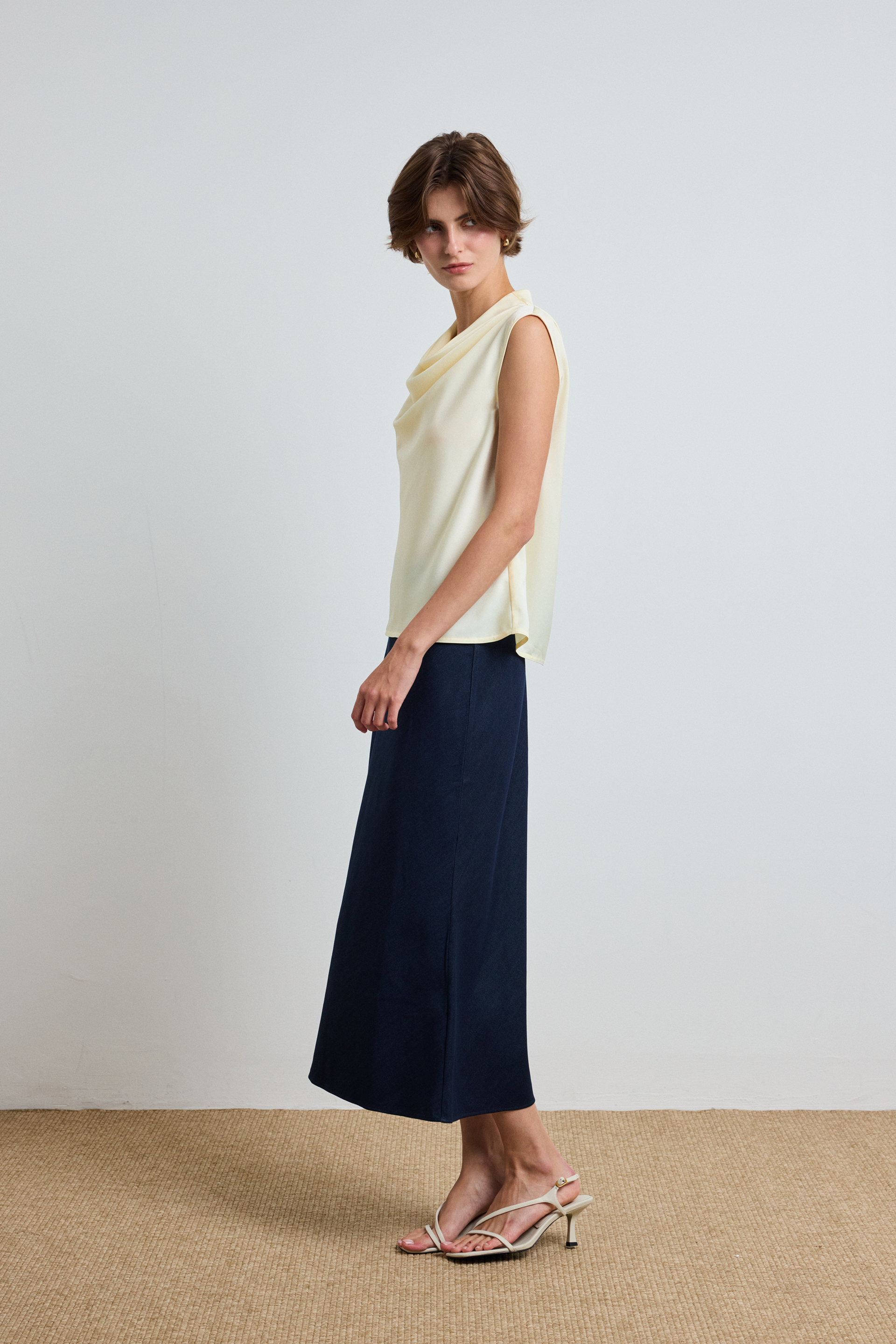 Draped Cowl-Neck Top