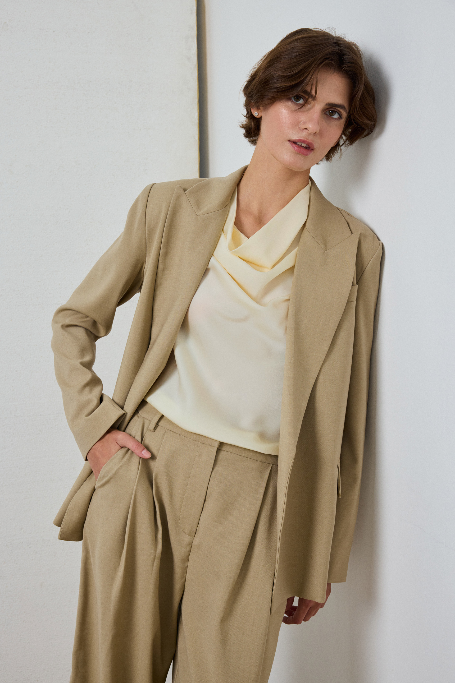 Draped Cowl-Neck Top