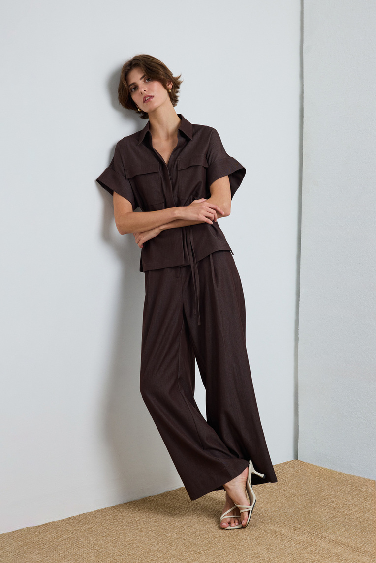 Chambray Full-Length Trousers