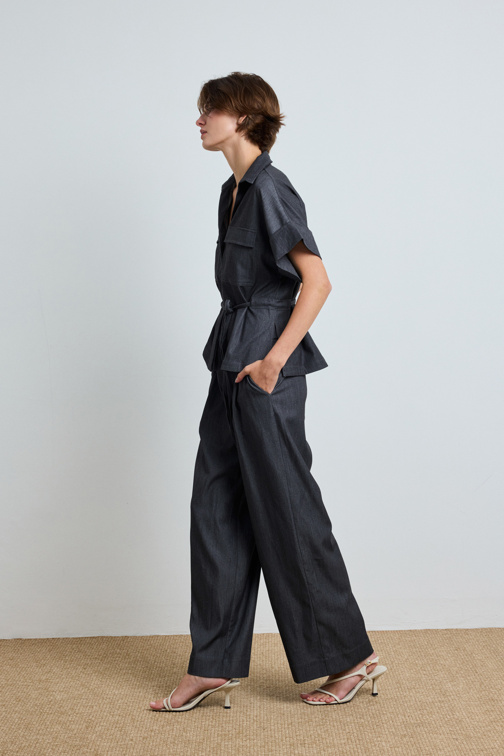Chambray Full-Length Trousers