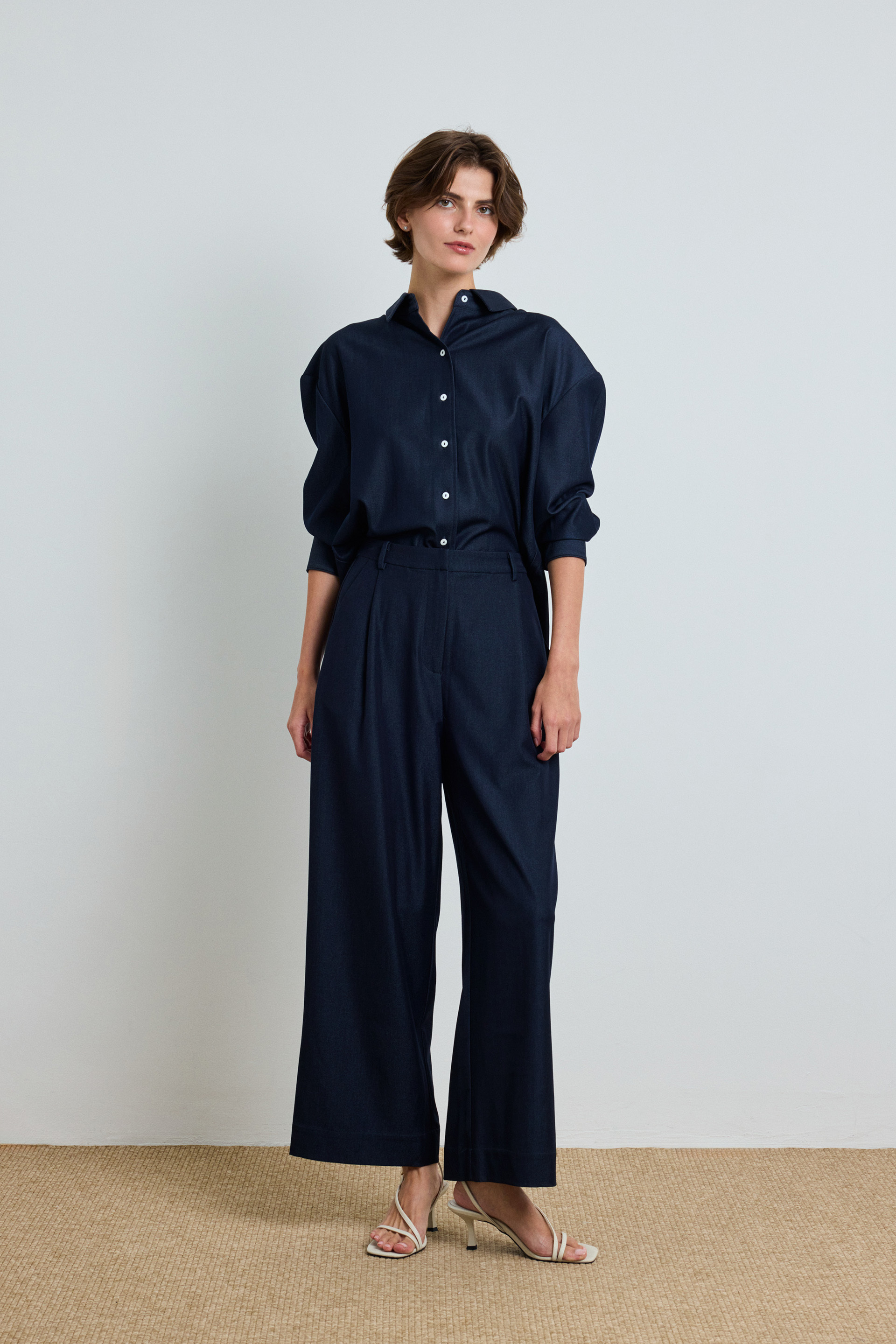 Chambray Full-Length Trousers