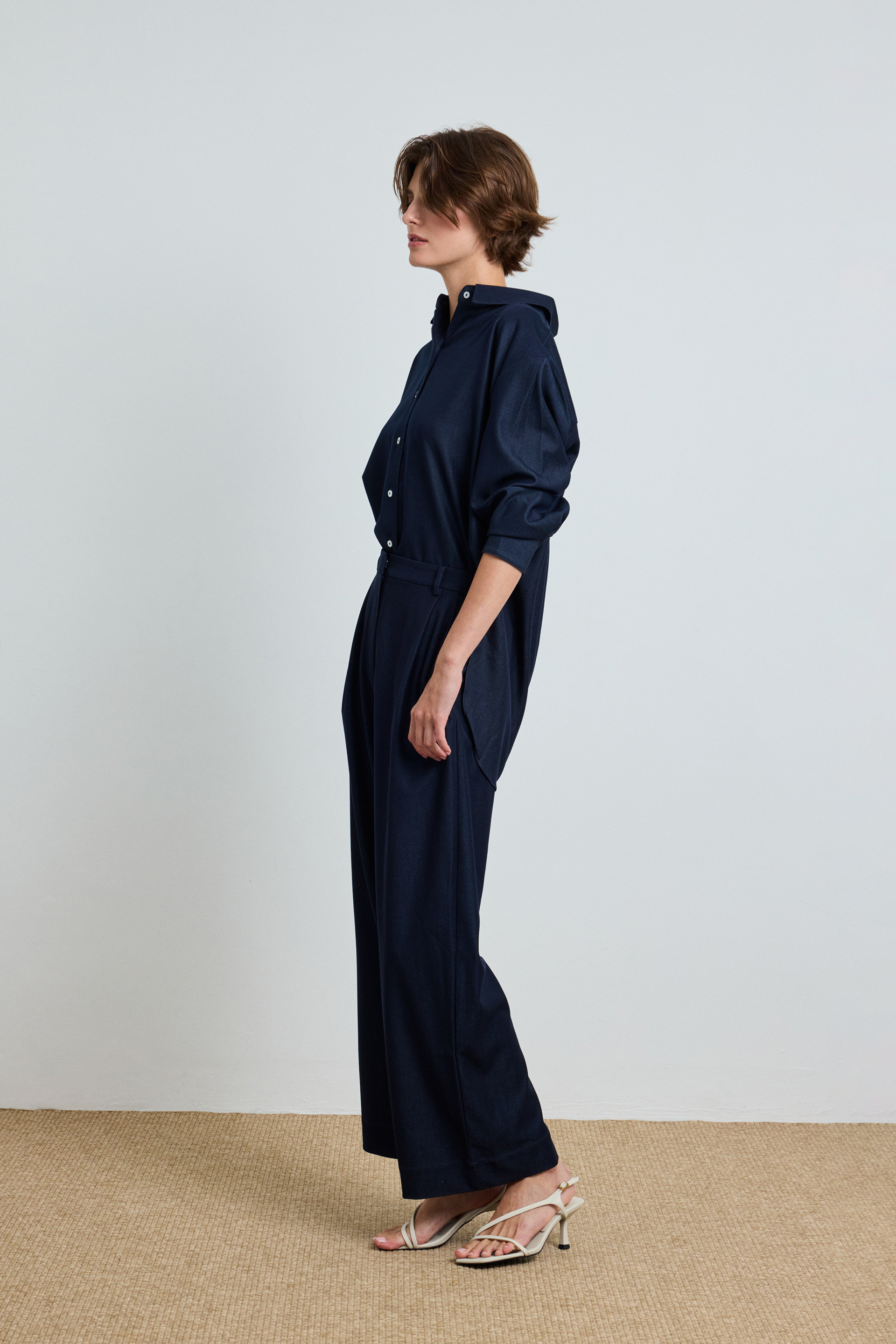 Chambray Full-Length Trousers