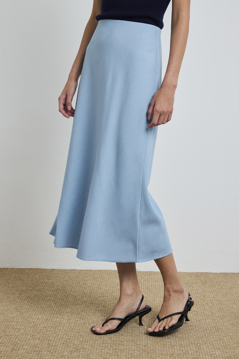 Chambray Bias-Cut Slip Skirt
