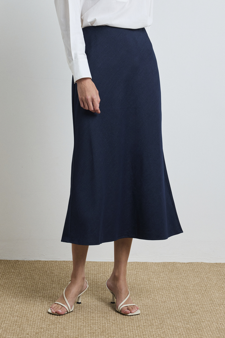 Chambray Bias-Cut Slip Skirt