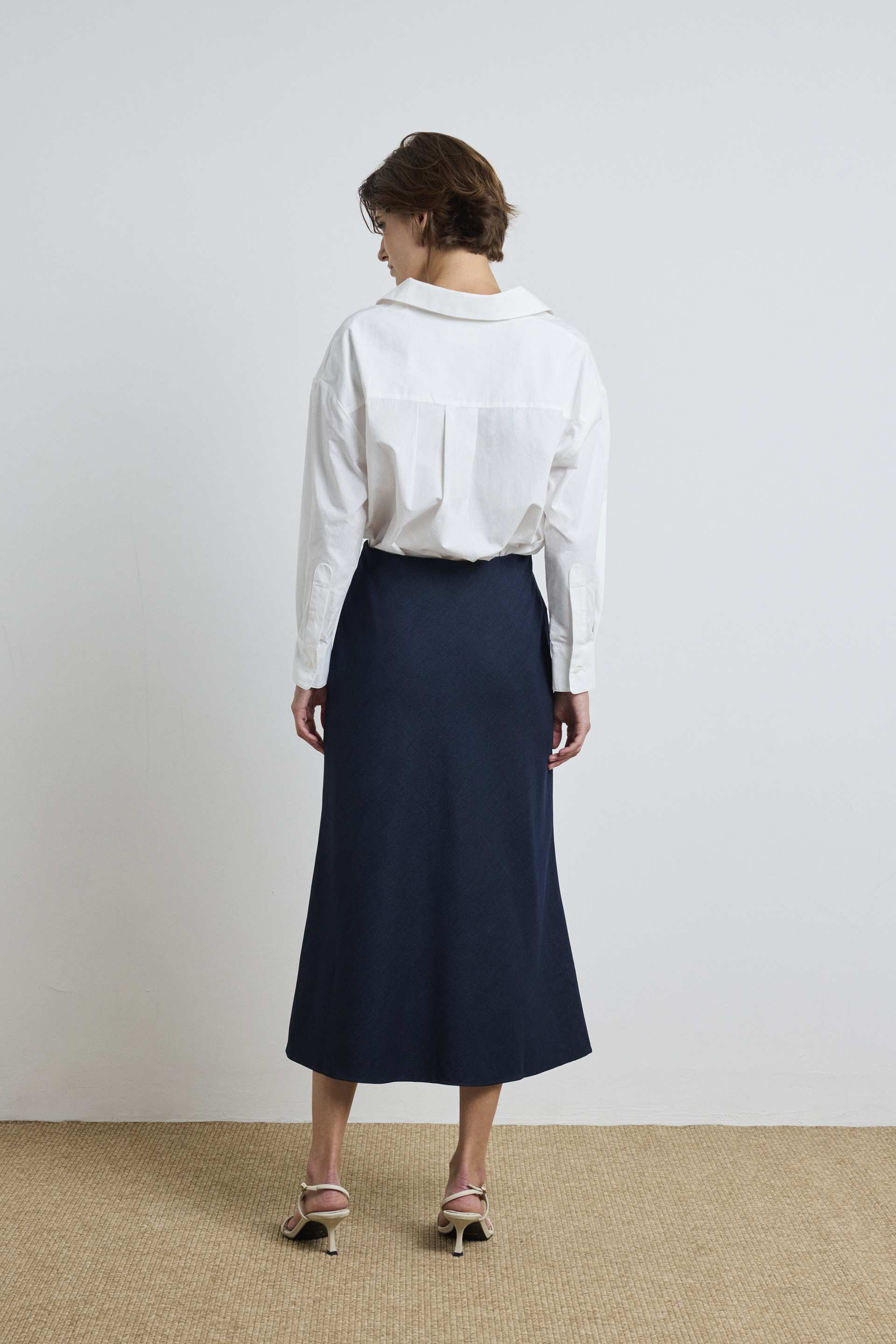 Chambray Bias-Cut Slip Skirt