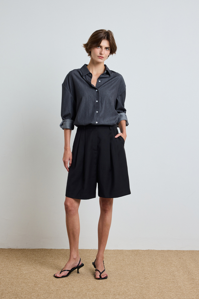 Pleated Bermuda Shorts