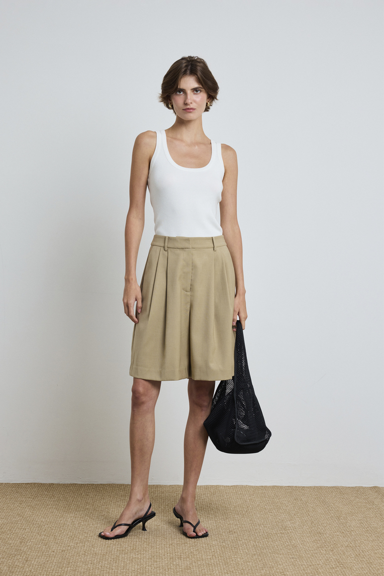 Pleated Bermuda Shorts