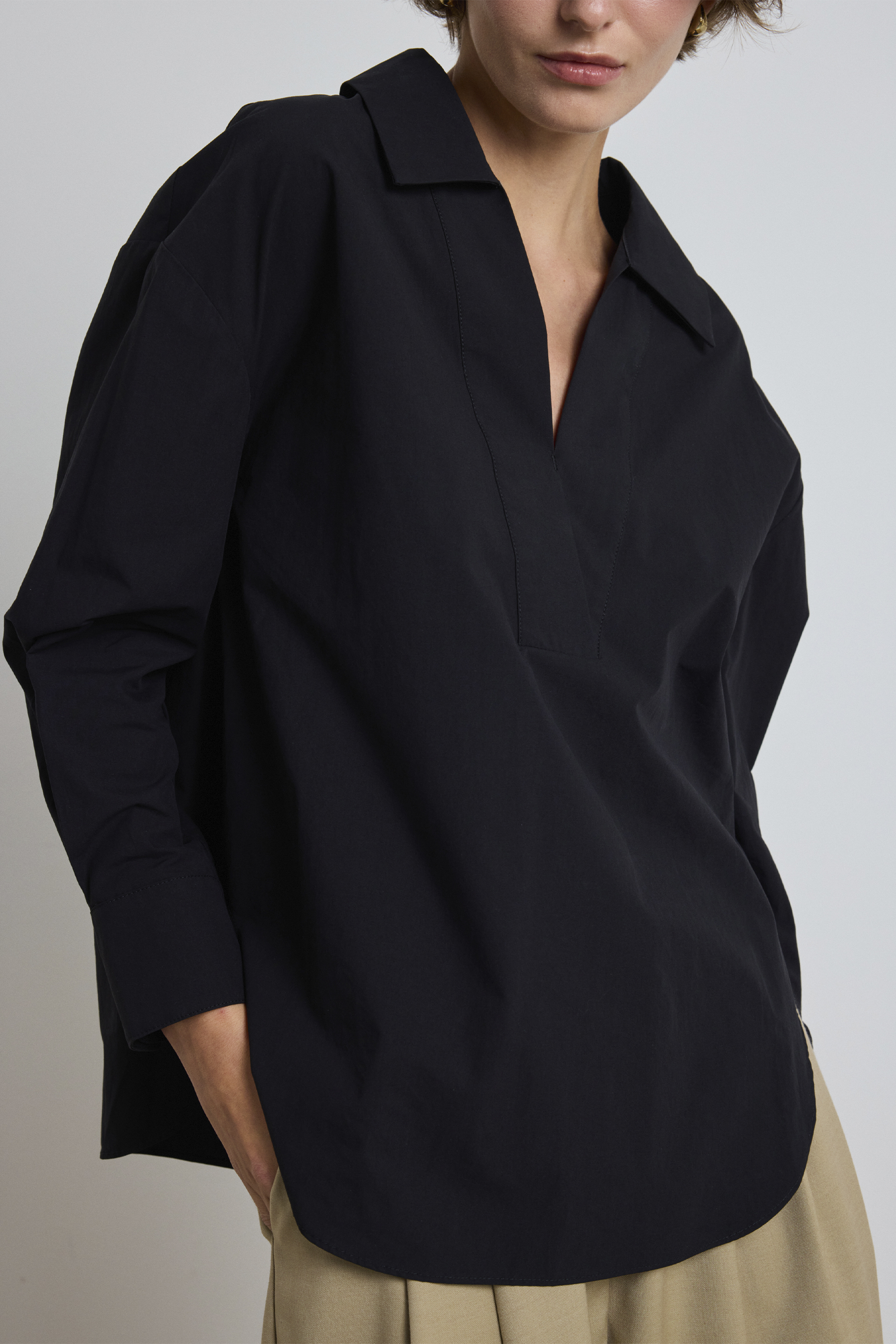 Open-Collar Cotton Shirt