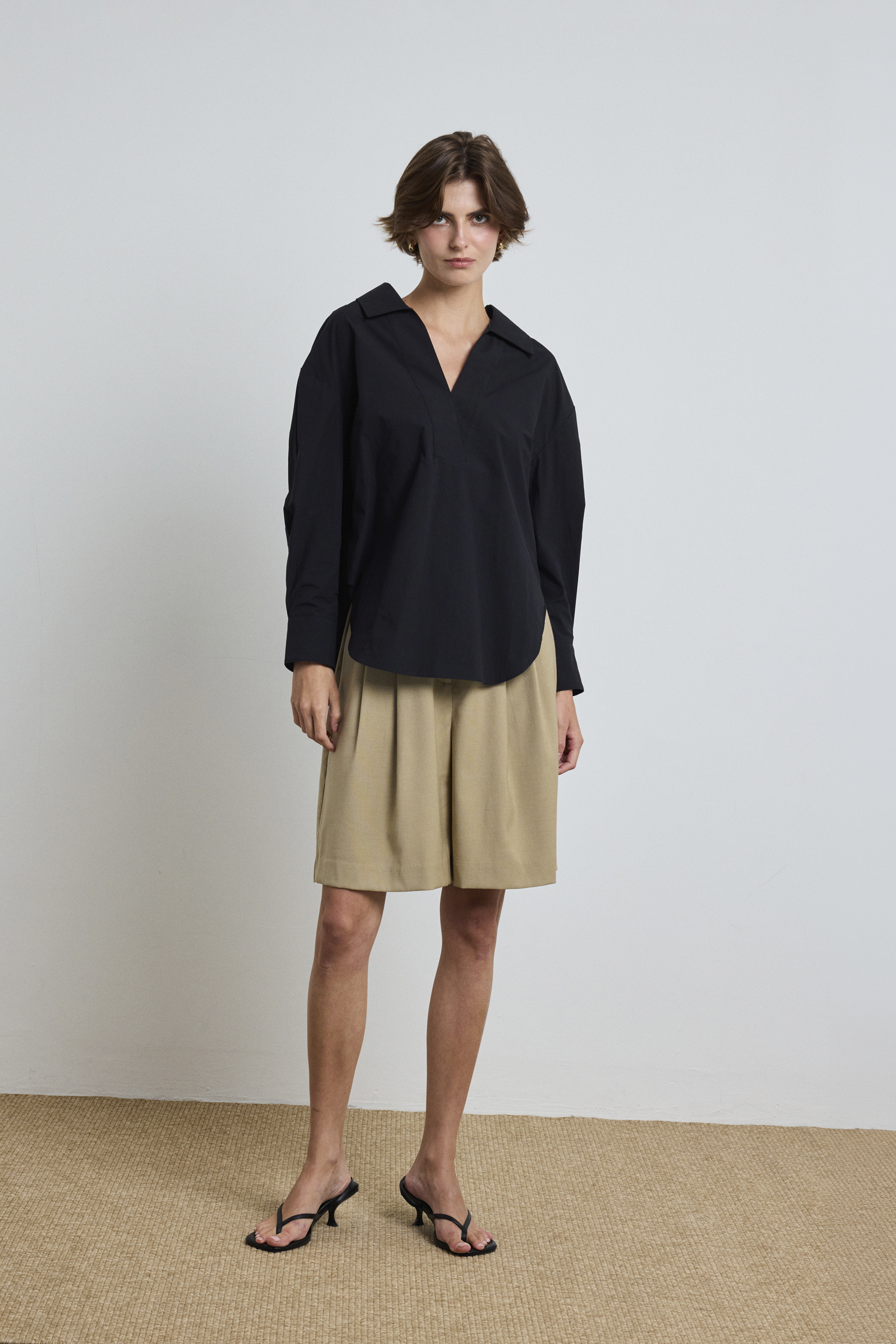 Open-Collar Cotton Shirt