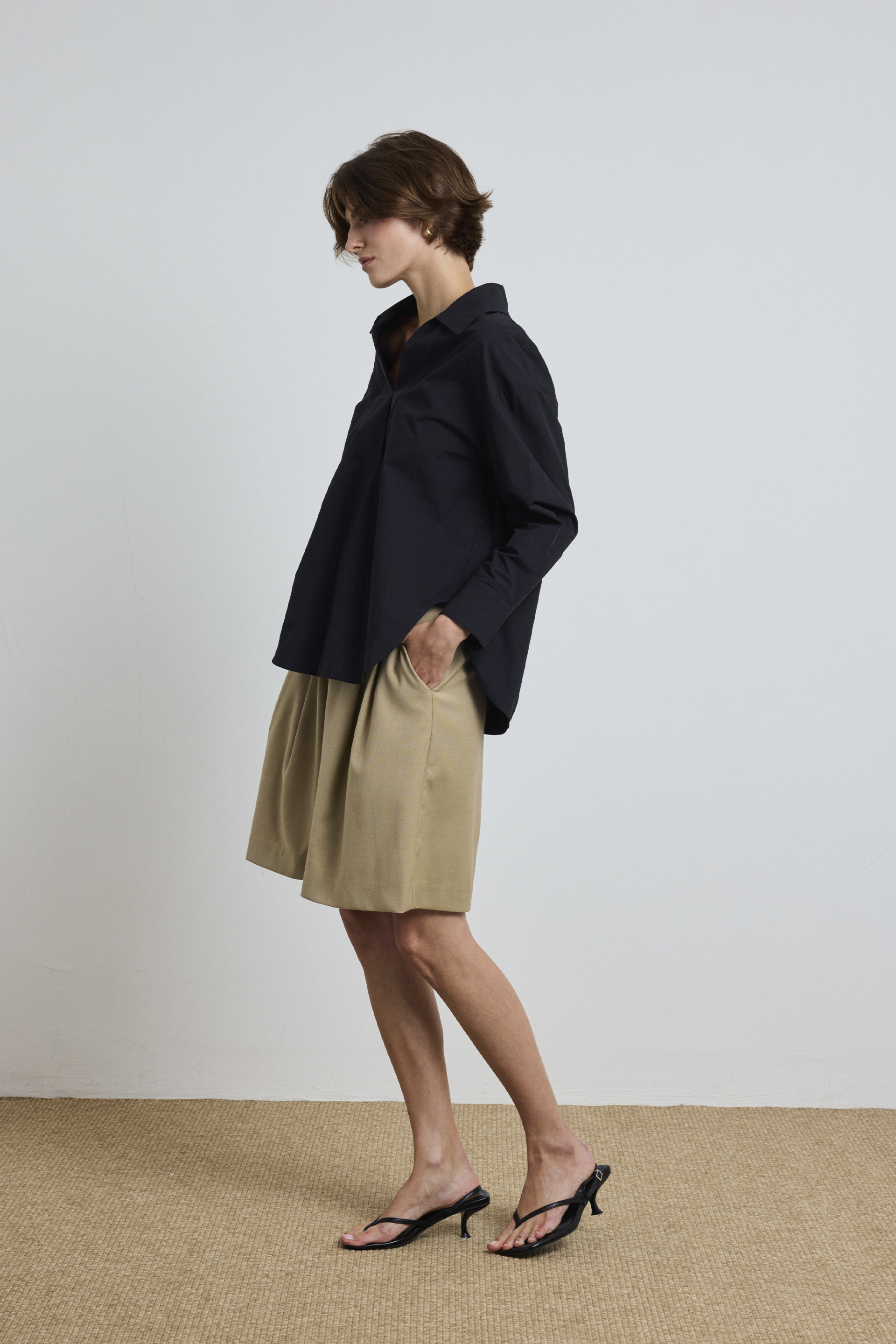 Open-Collar Cotton Shirt
