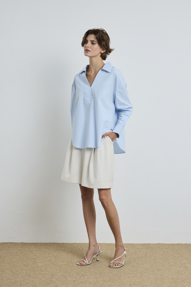 Open-Collar Cotton Shirt