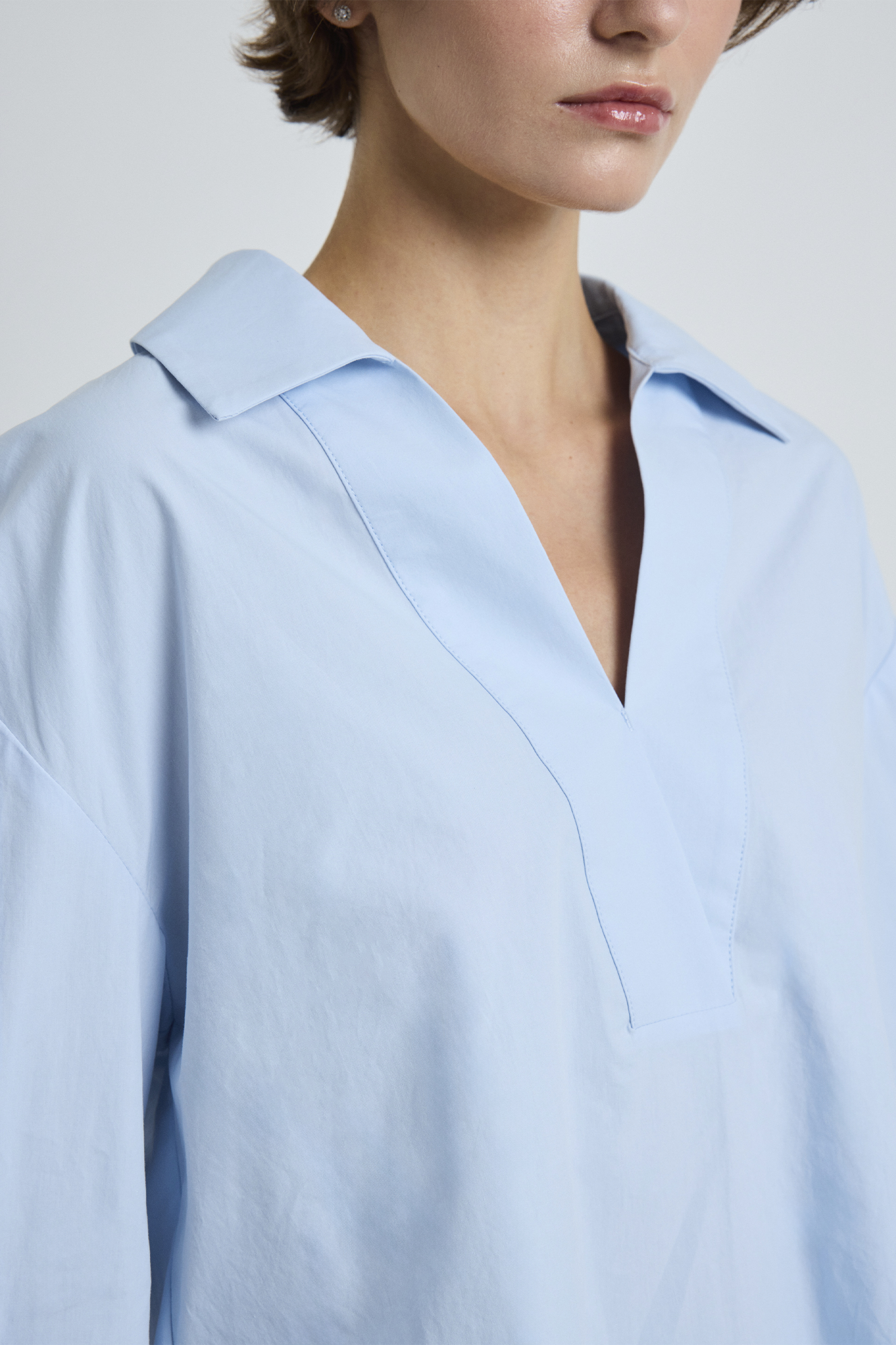 Open-Collar Cotton Shirt