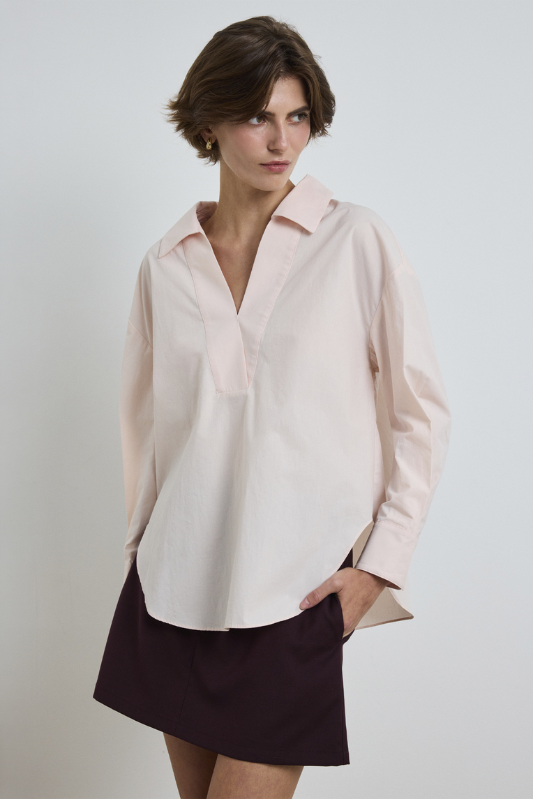 Open-Collar Cotton Shirt