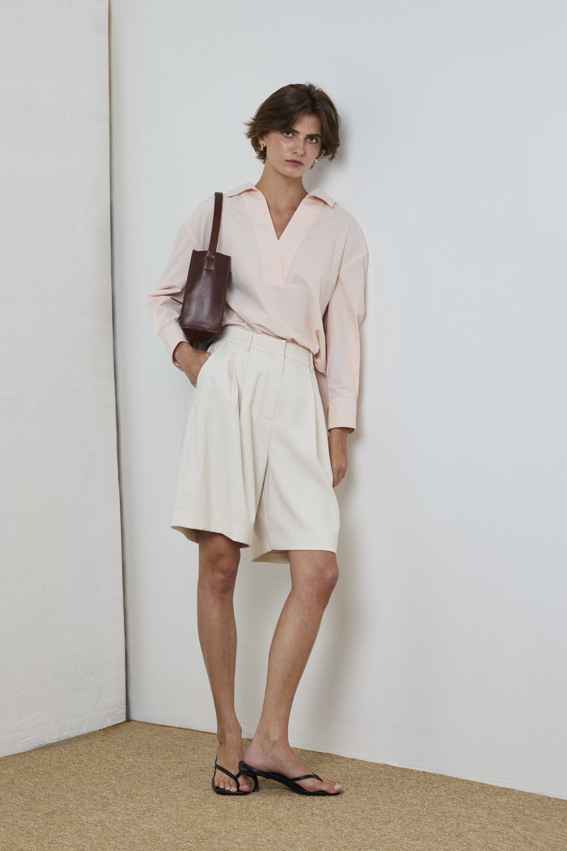 Open-Collar Cotton Shirt