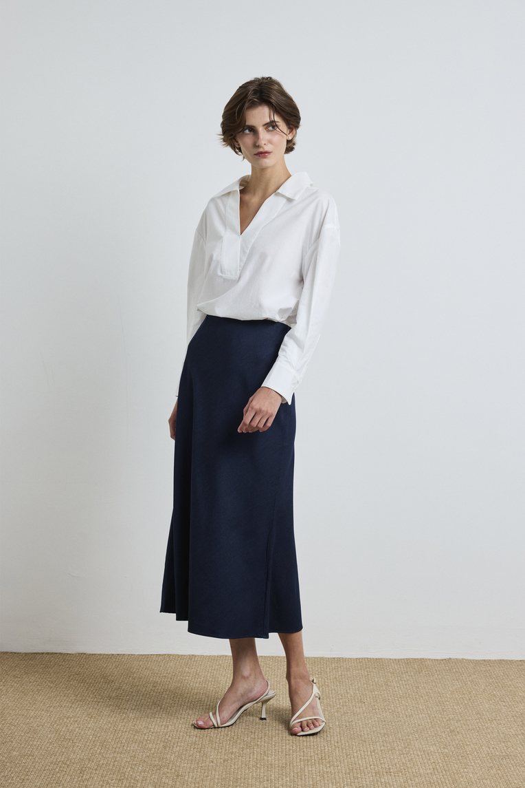 Open-Collar Cotton Shirt