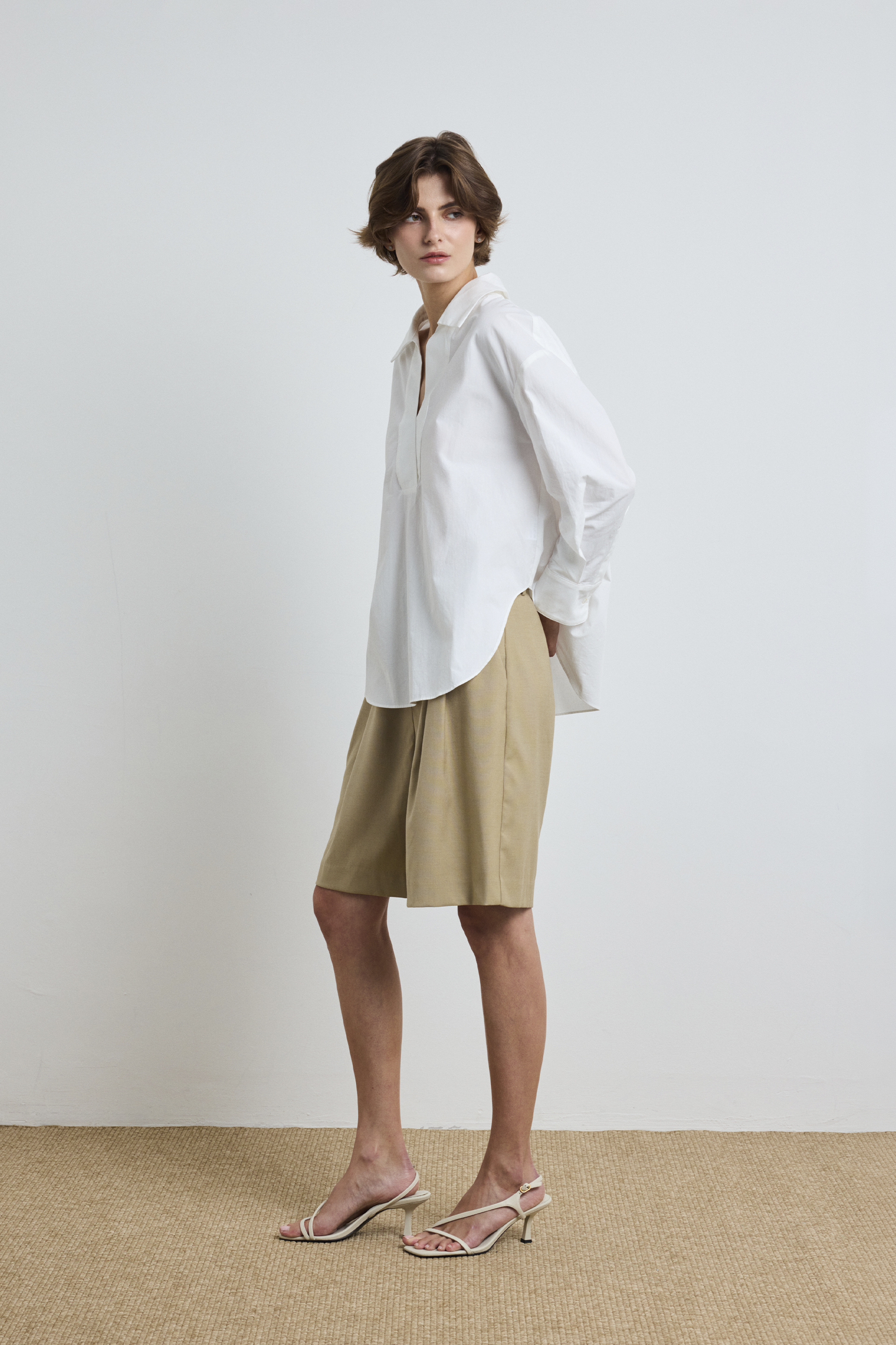 Open-Collar Cotton Shirt