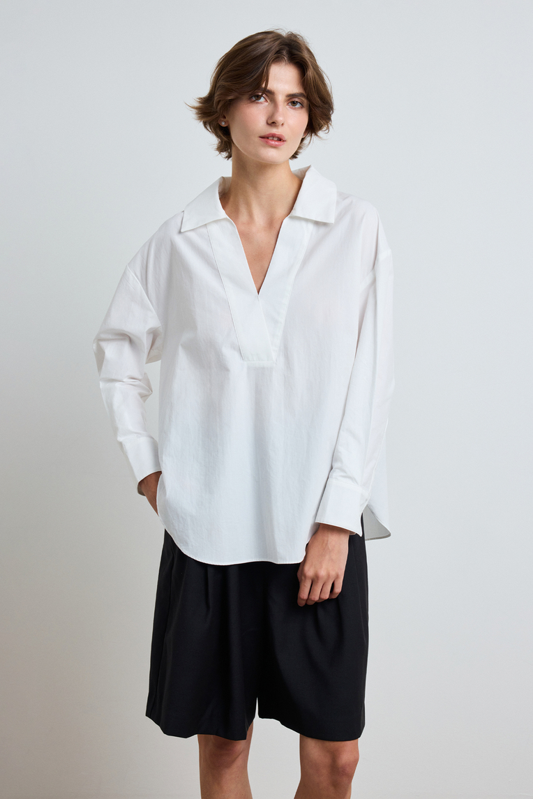 Open-Collar Cotton Shirt