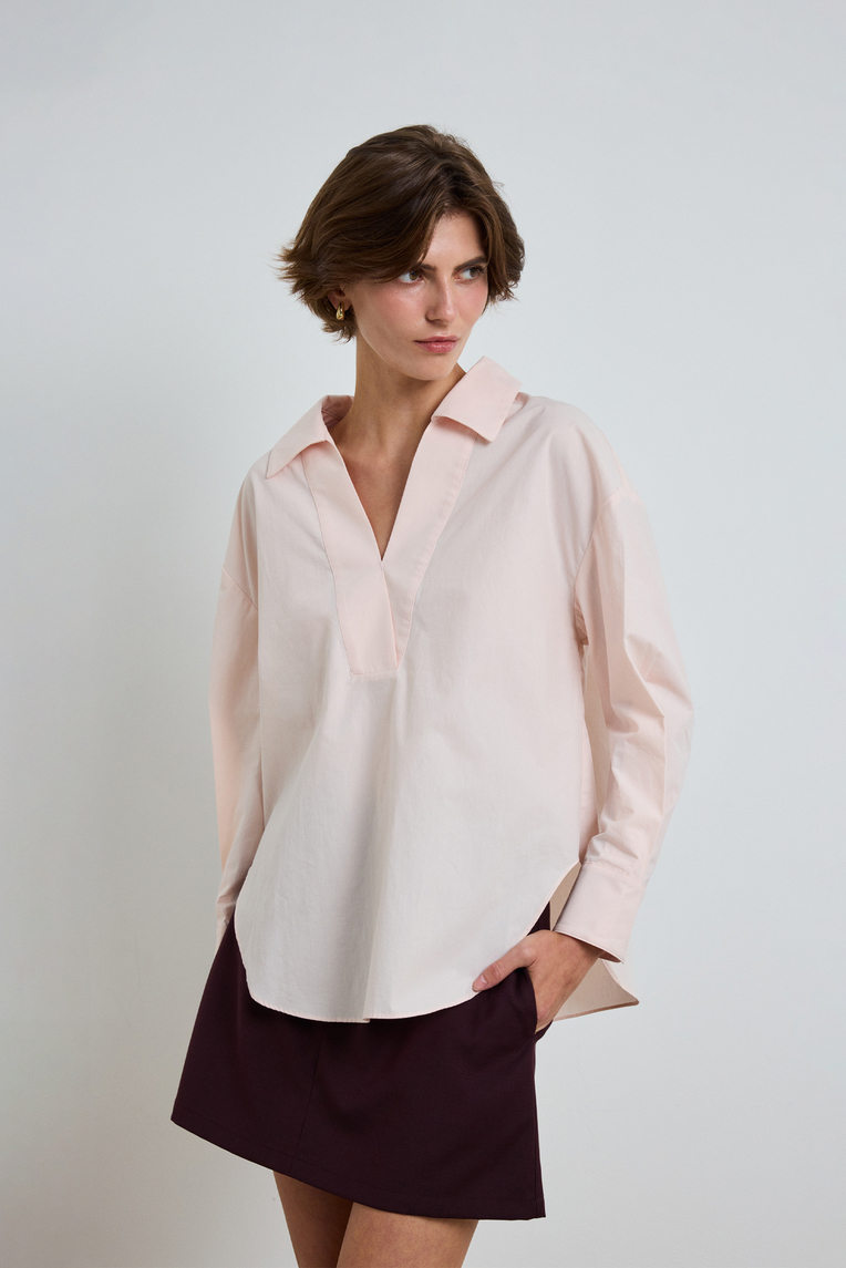 Open-Collar Cotton Shirt