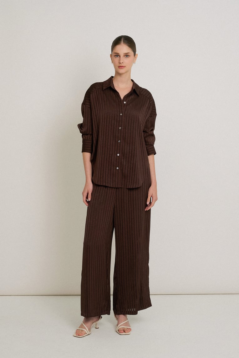 Crinkled Striped Oversized Shirt