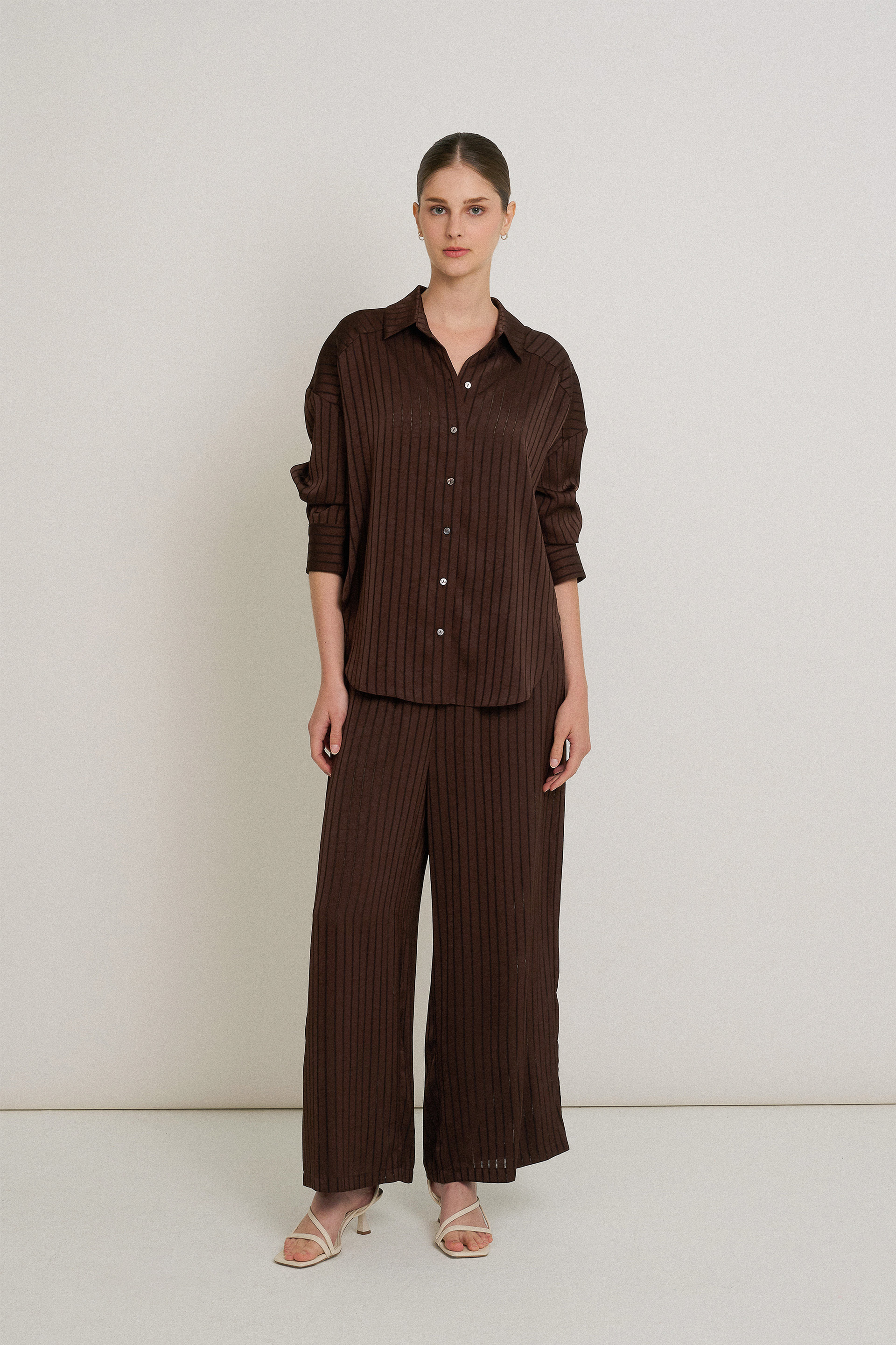 Crinkled Striped Oversized Shirt