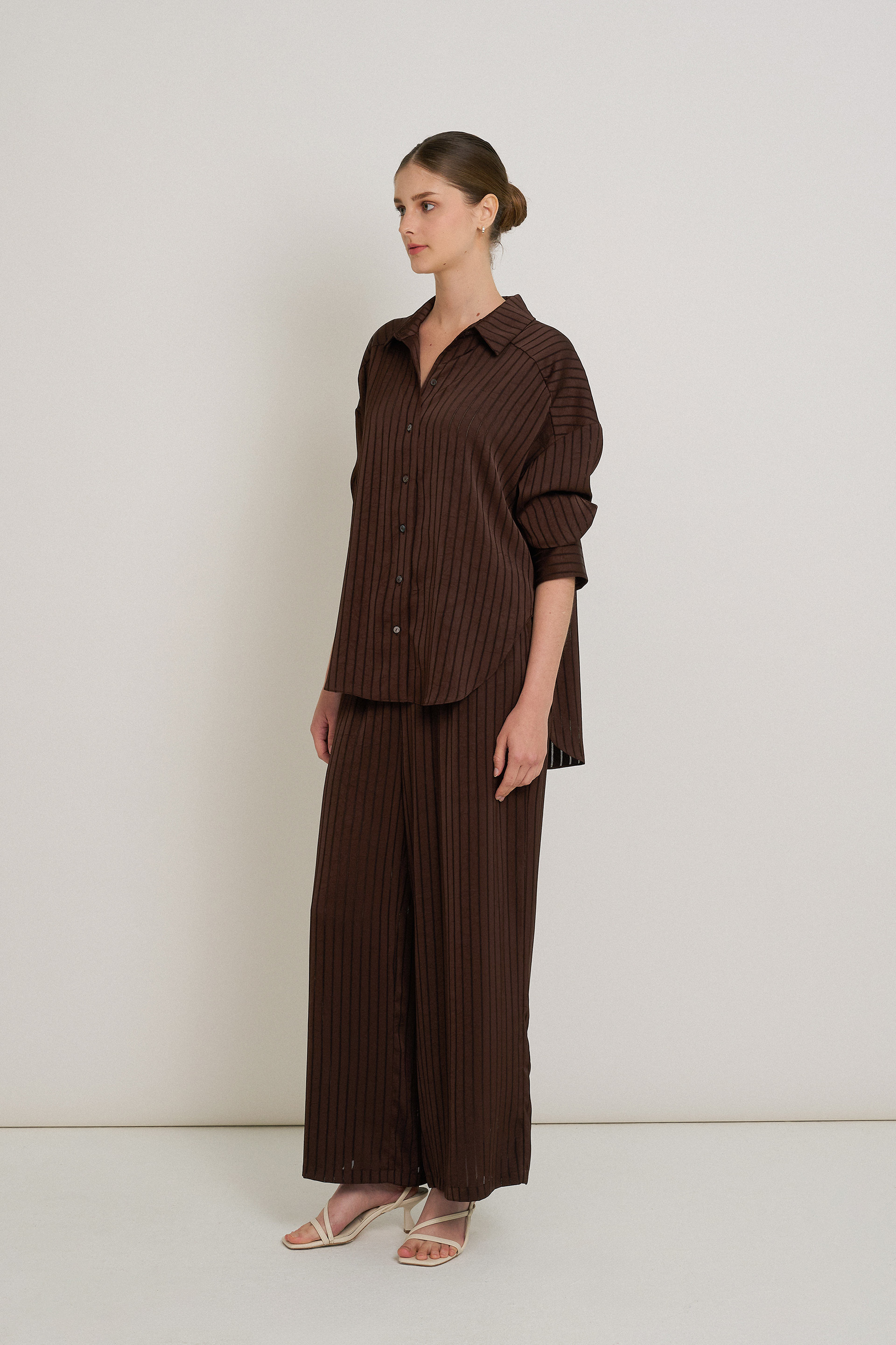 Crinkled Striped Oversized Shirt