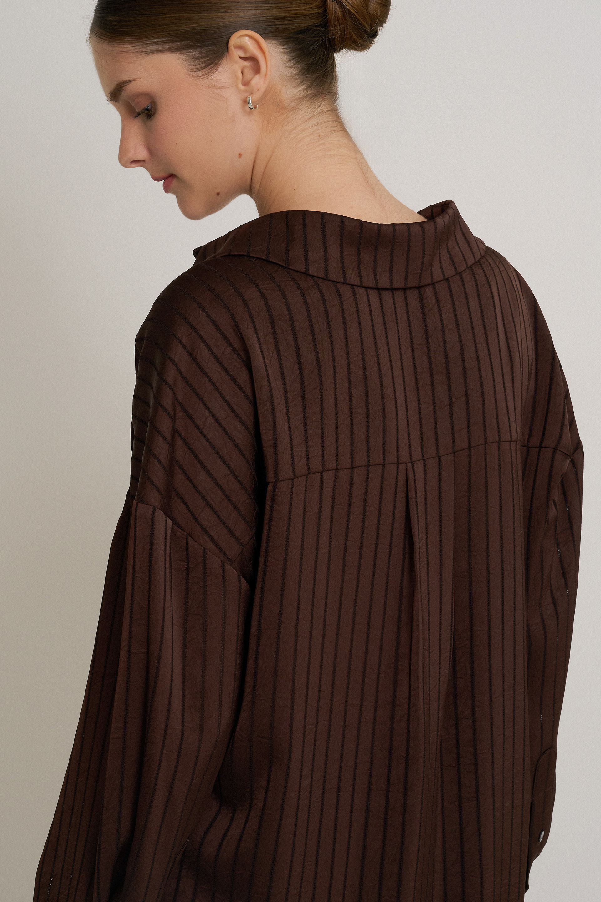 Crinkled Striped Oversized Shirt