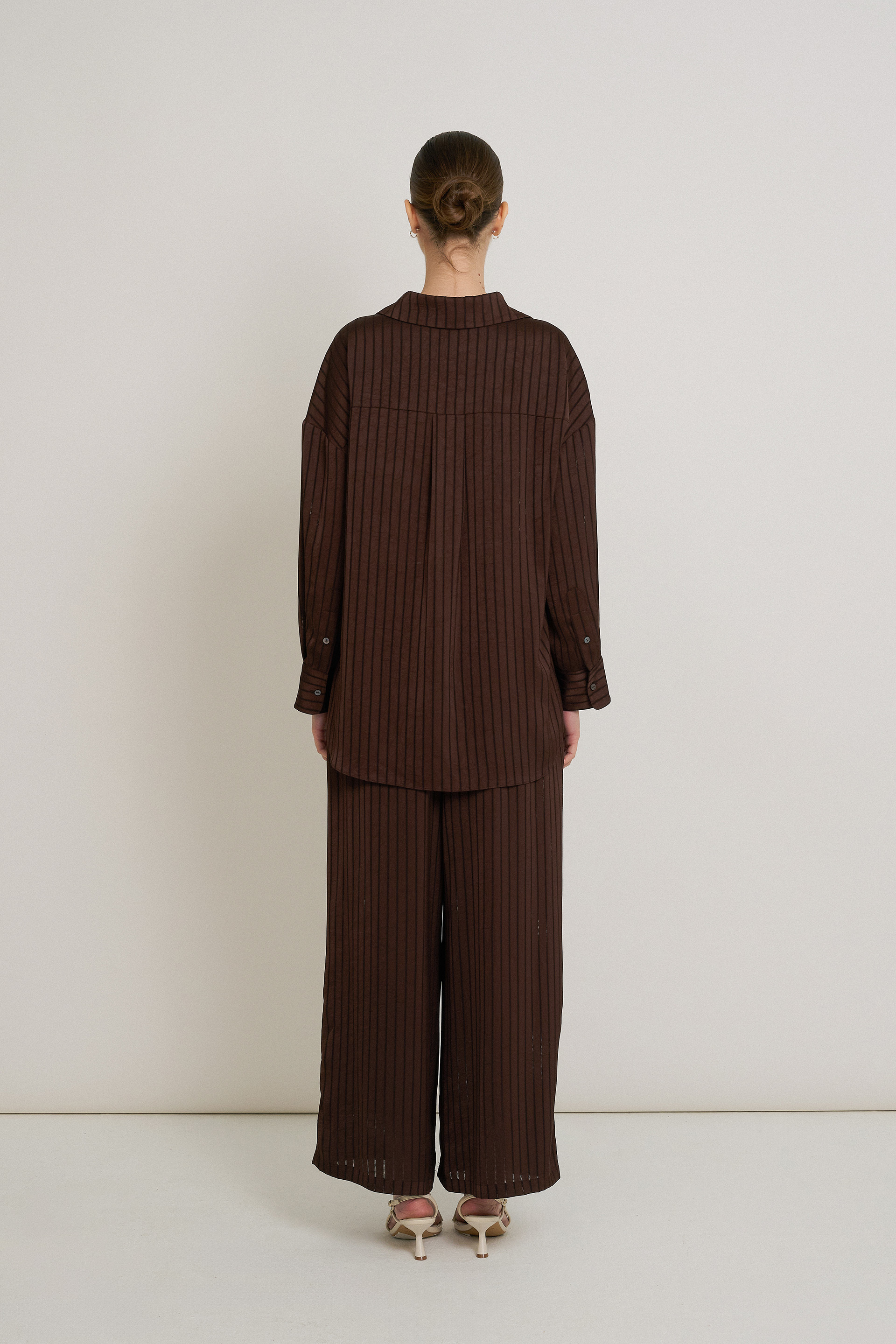 Crinkled Striped Oversized Shirt