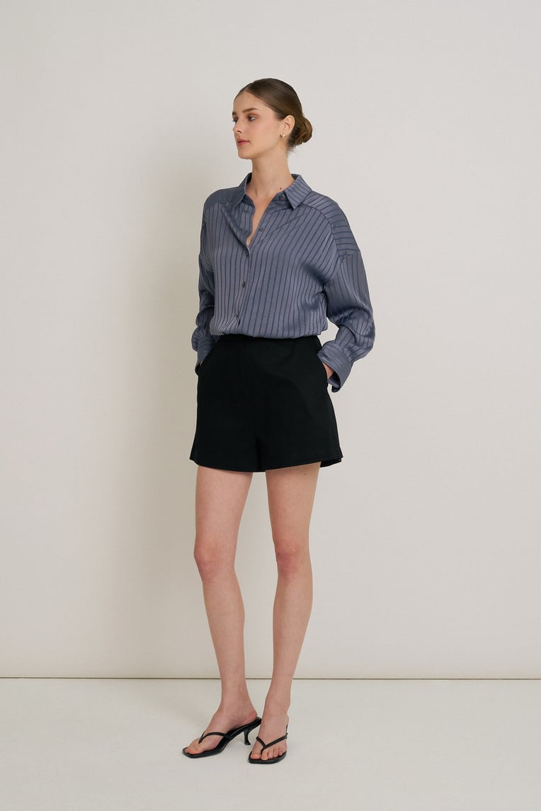 Crinkled Striped Oversized Shirt