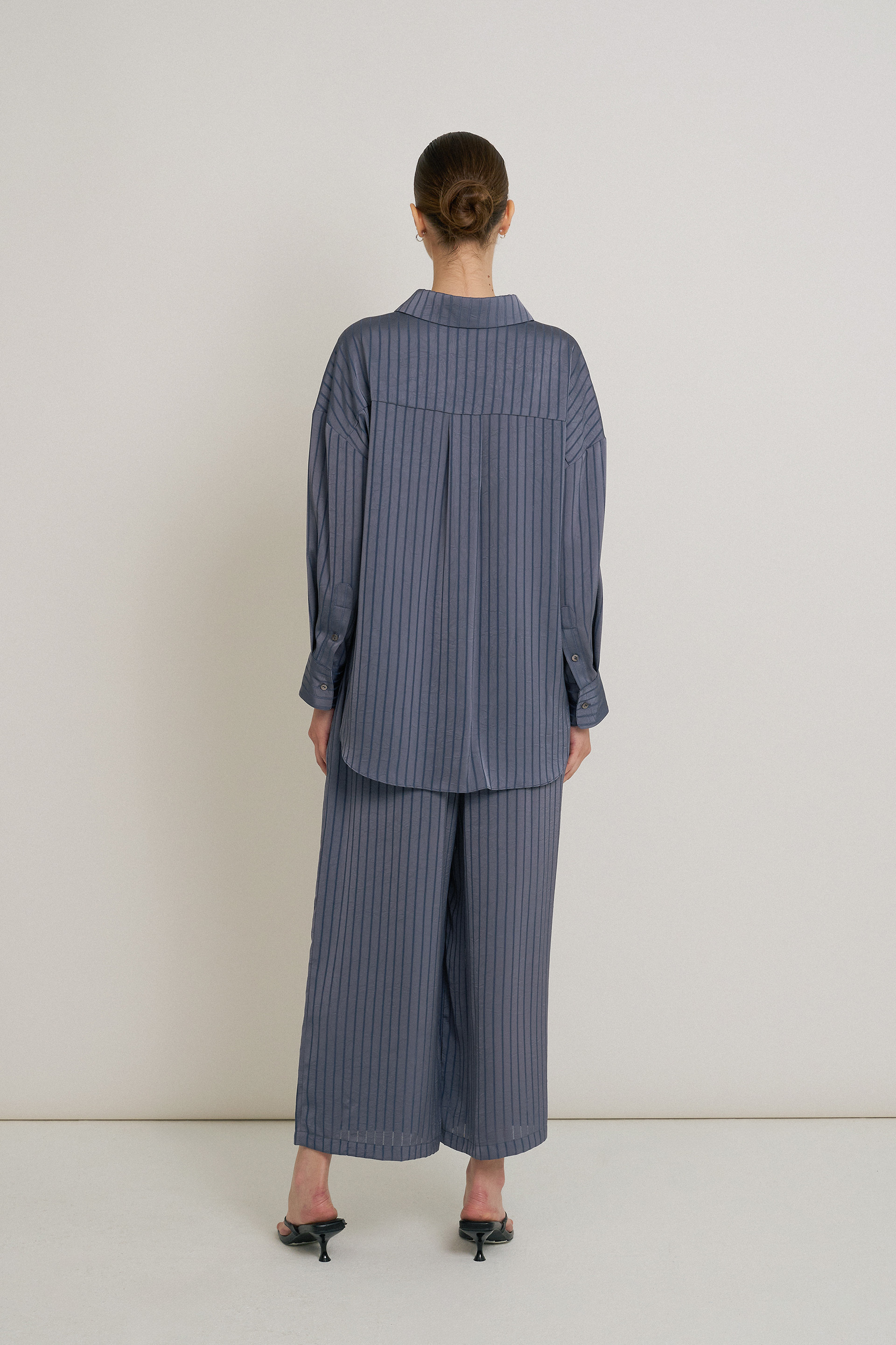 Crinkled Striped Oversized Shirt