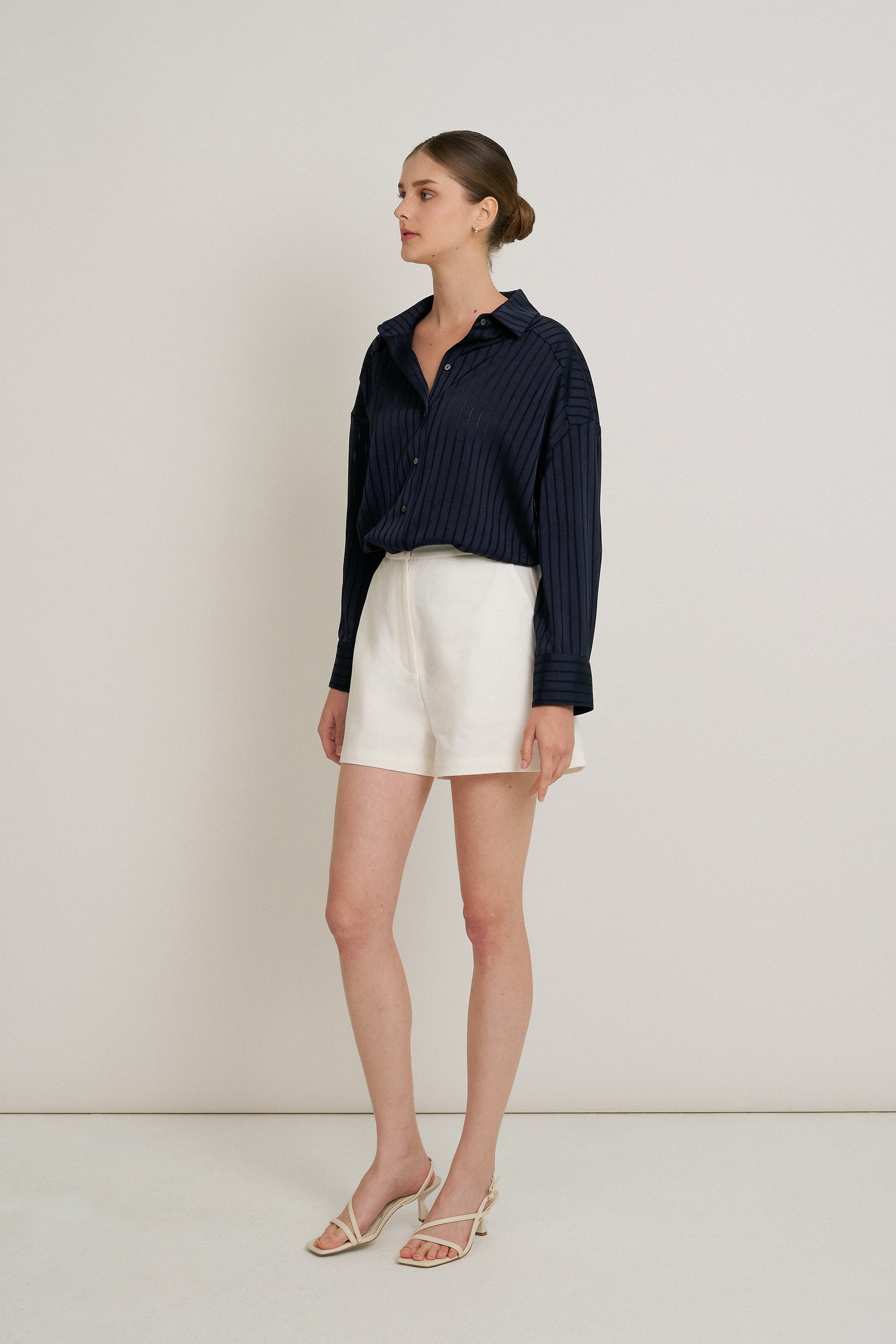 Crinkled Striped Oversized Shirt