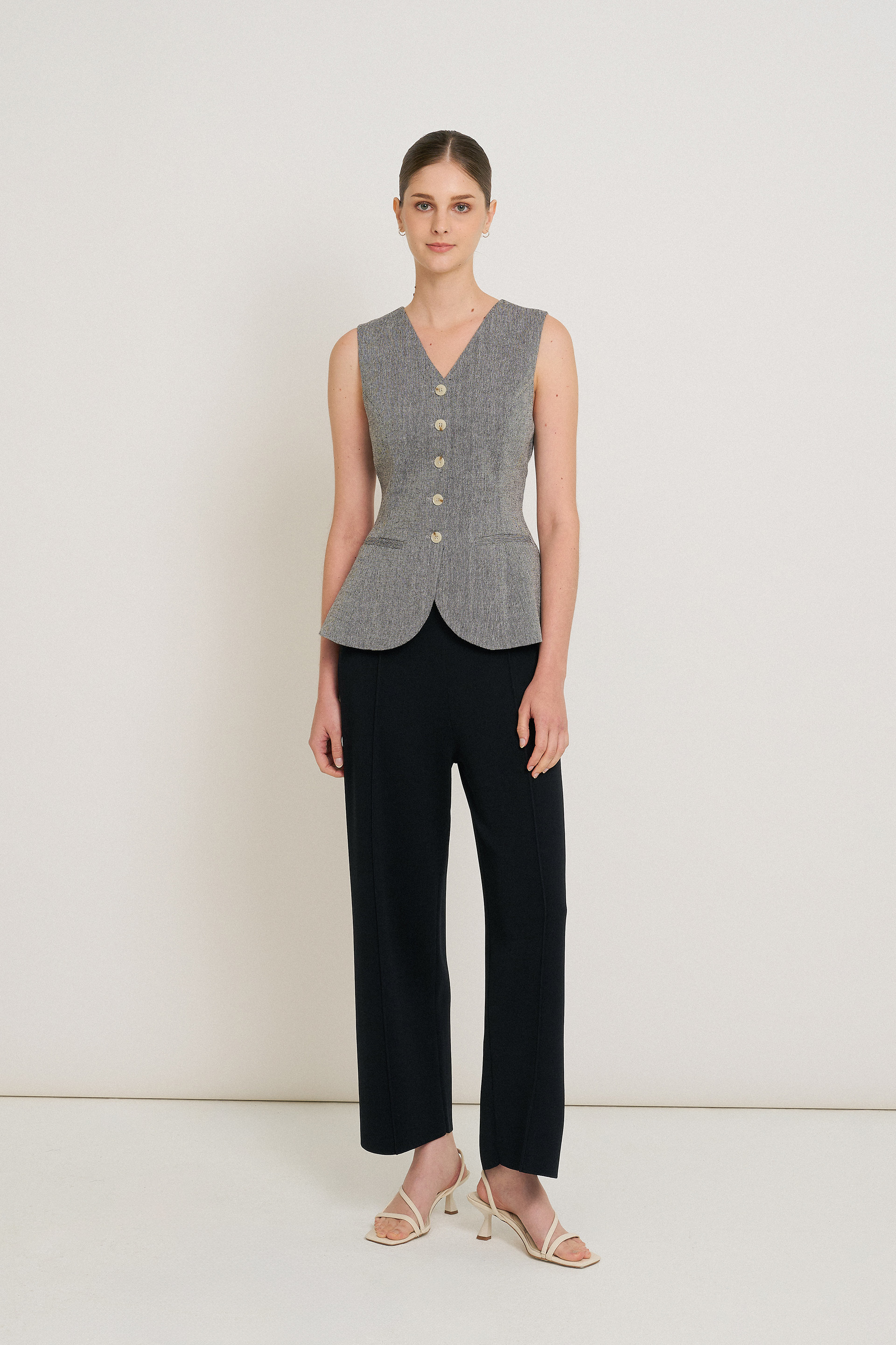 Tweed Curved-Hem Vest