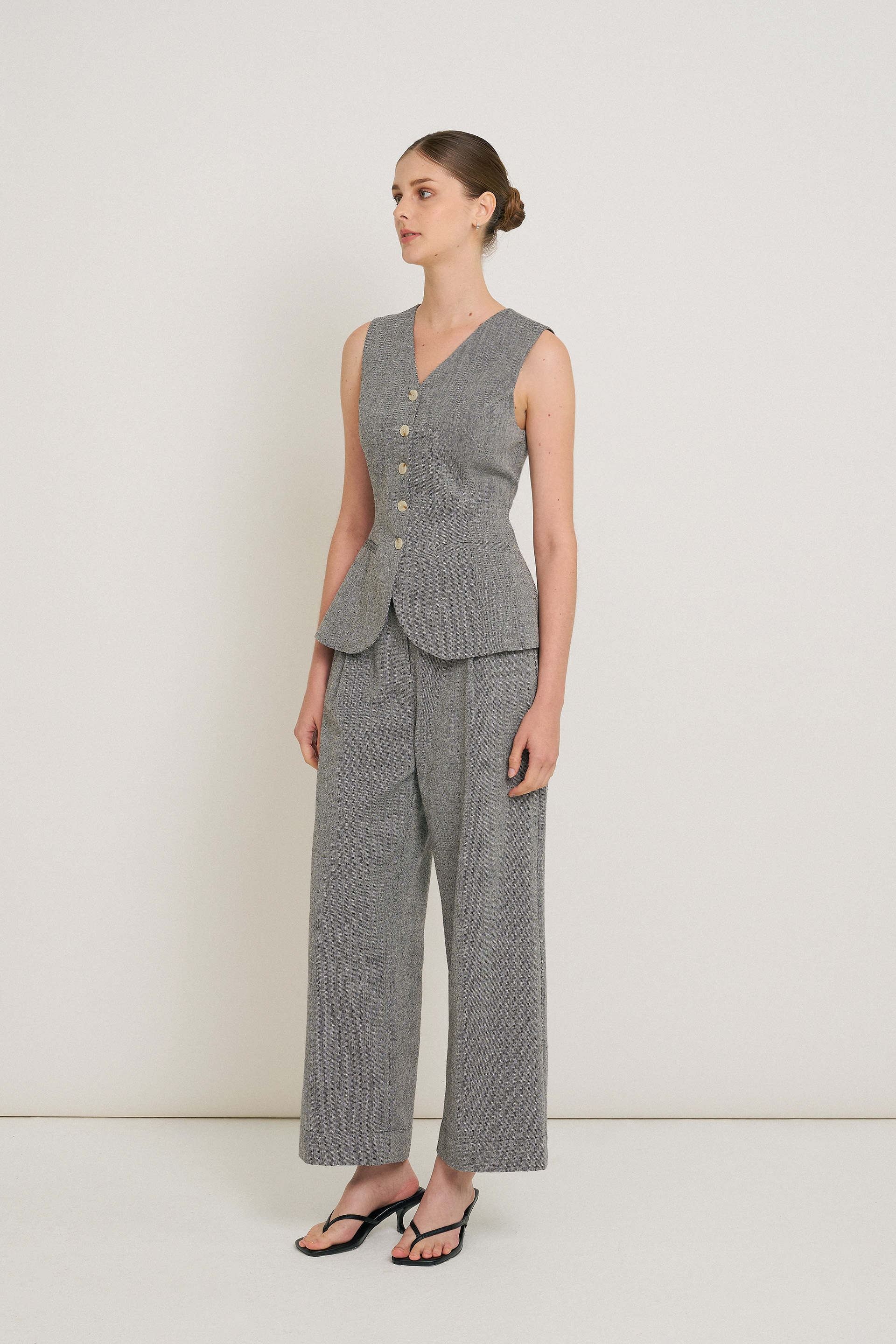 Tweed Curved-Hem Vest