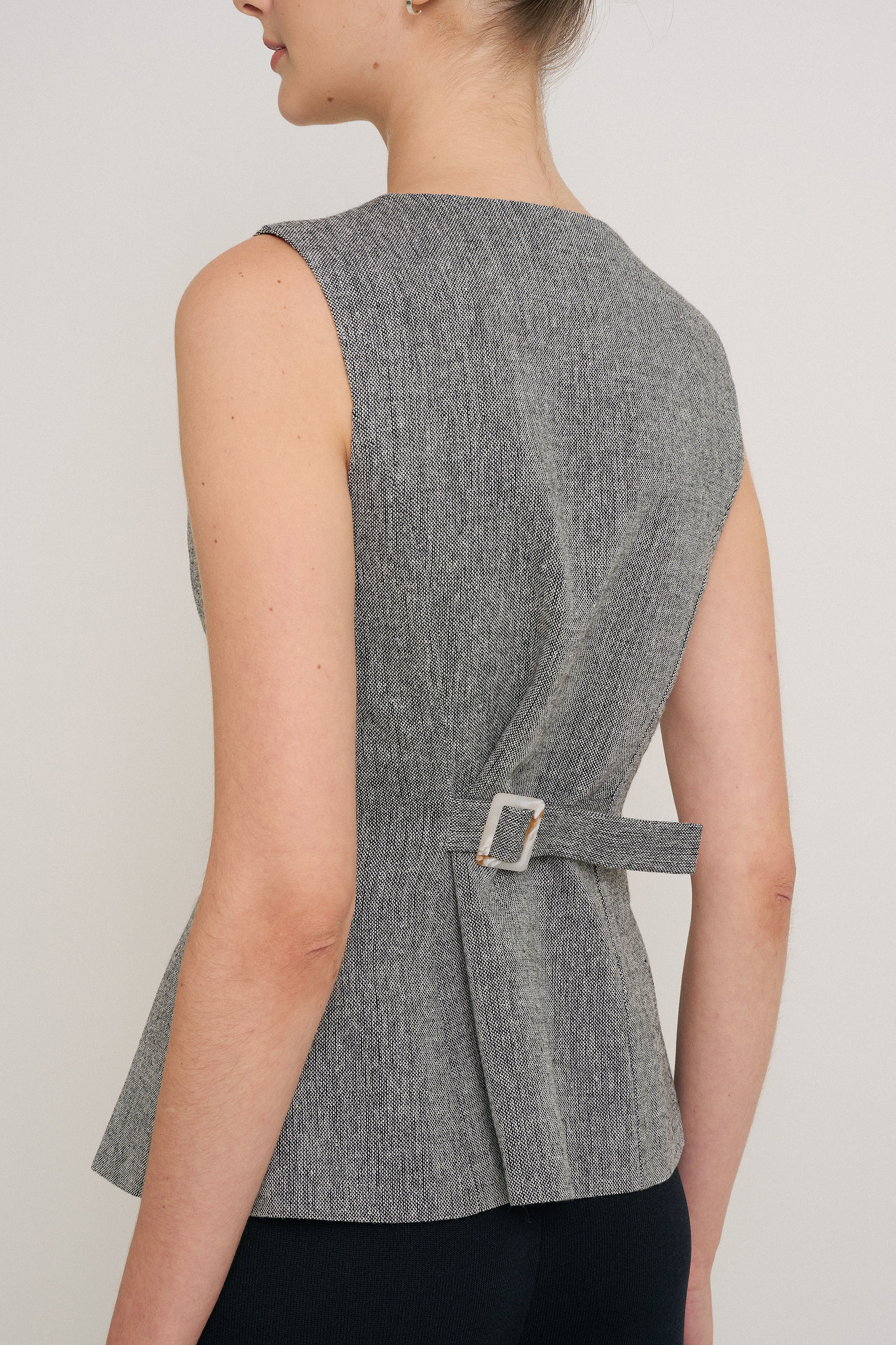 Tweed Curved-Hem Vest