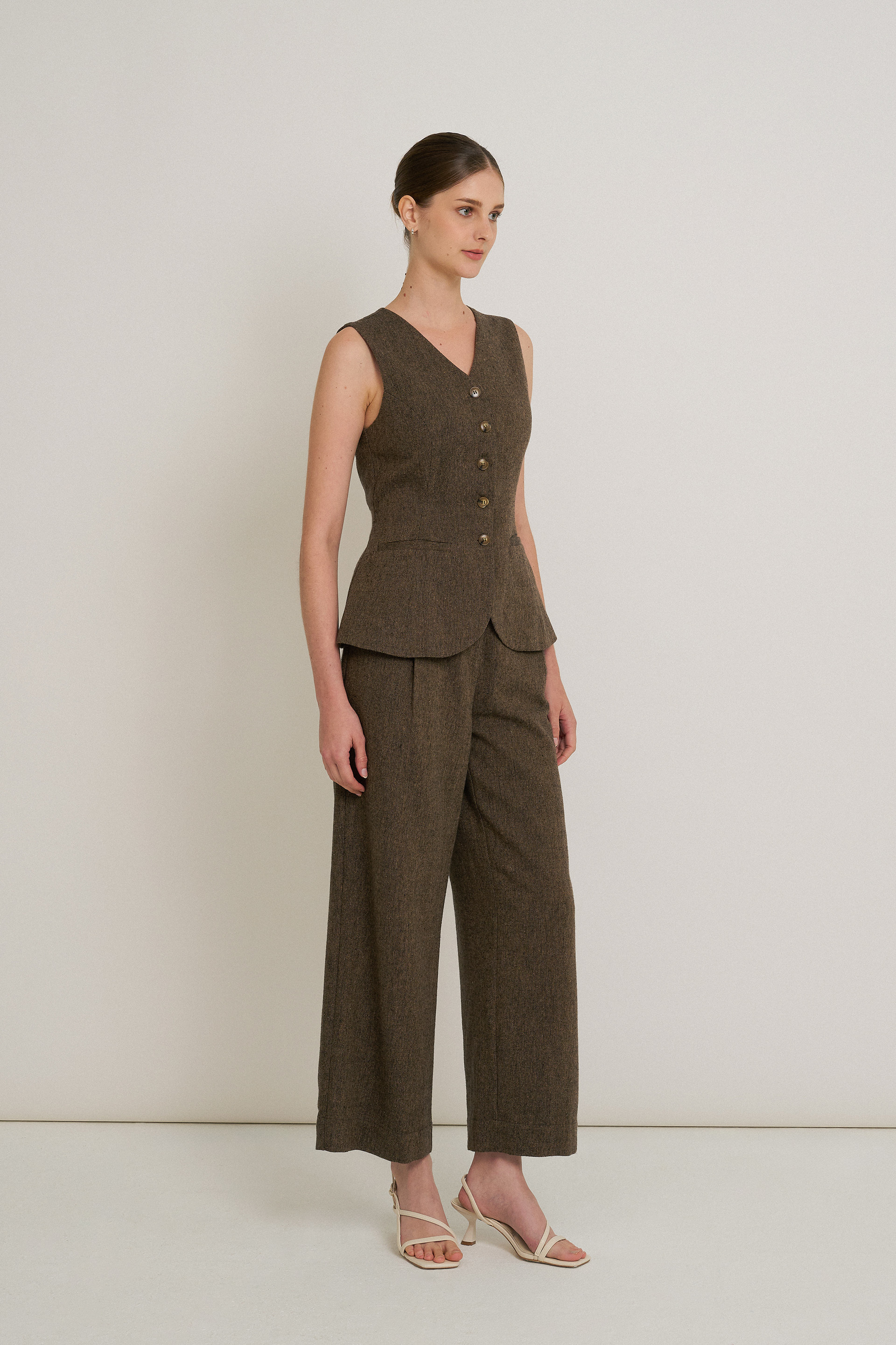 Tweed Curved-Hem Vest