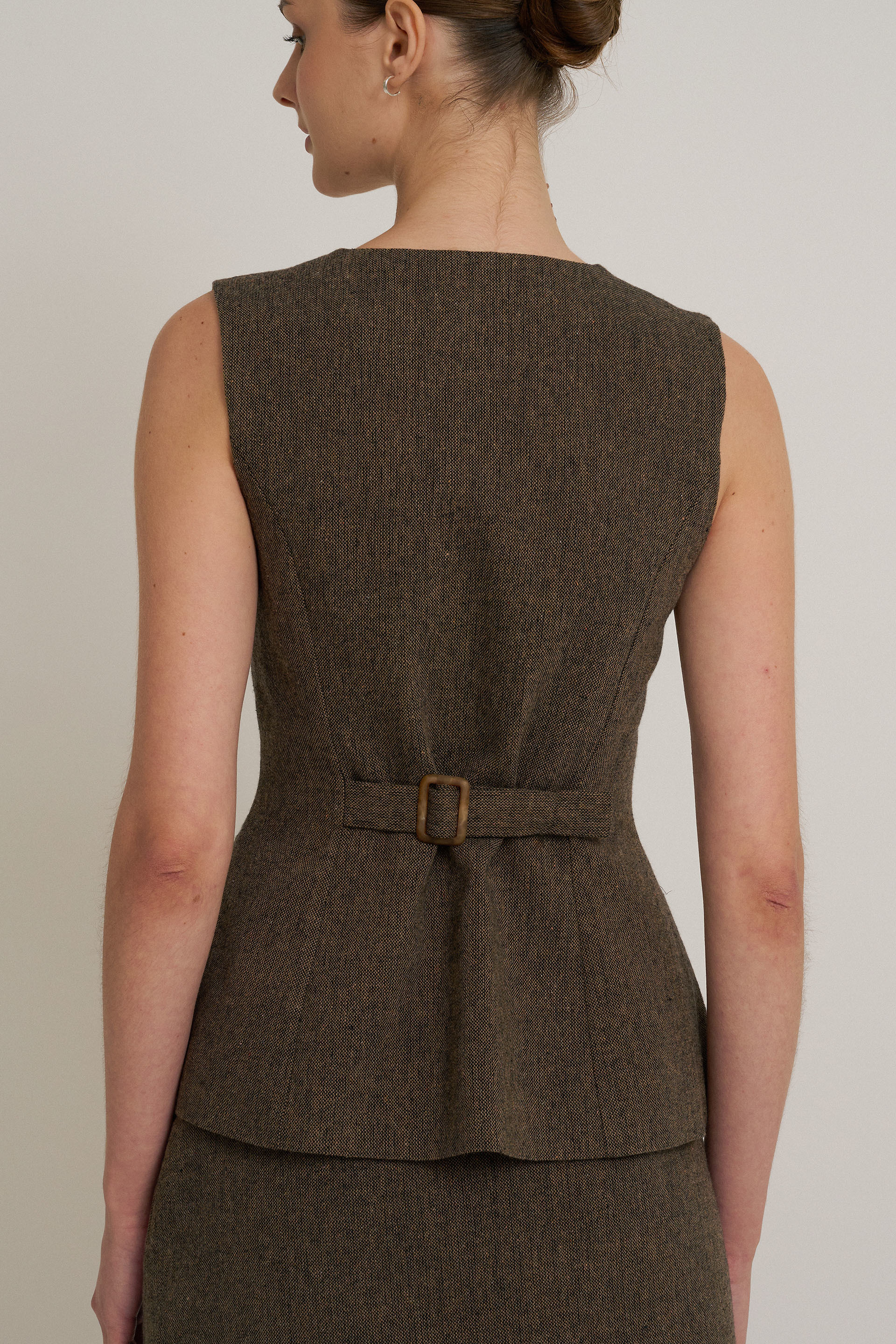 Tweed Curved-Hem Vest