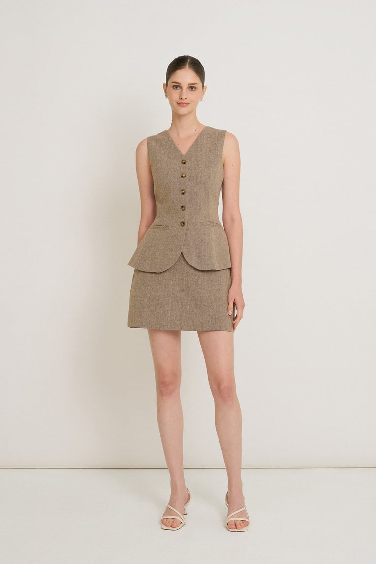 Tweed Curved-Hem Vest