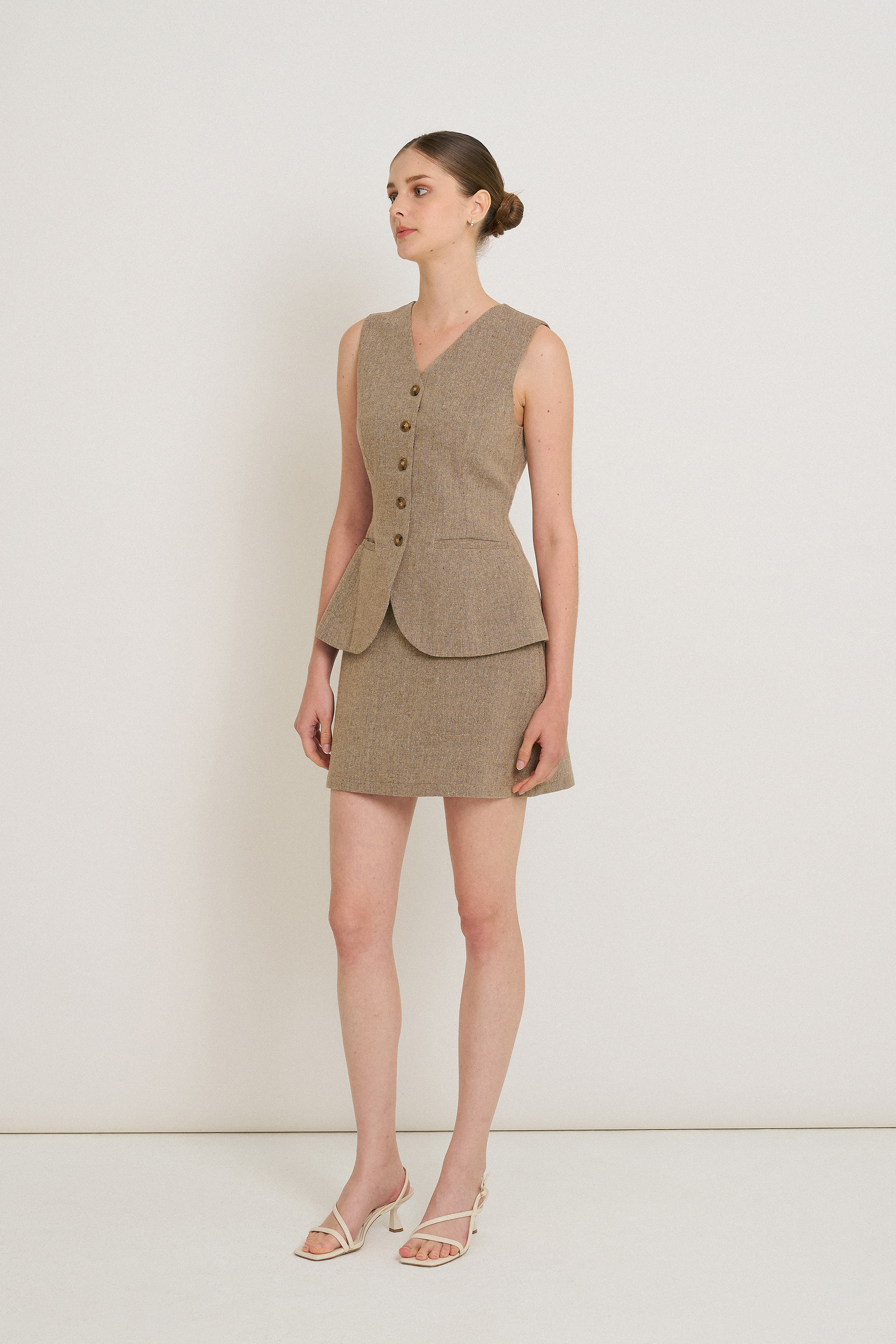 Tweed Curved-Hem Vest