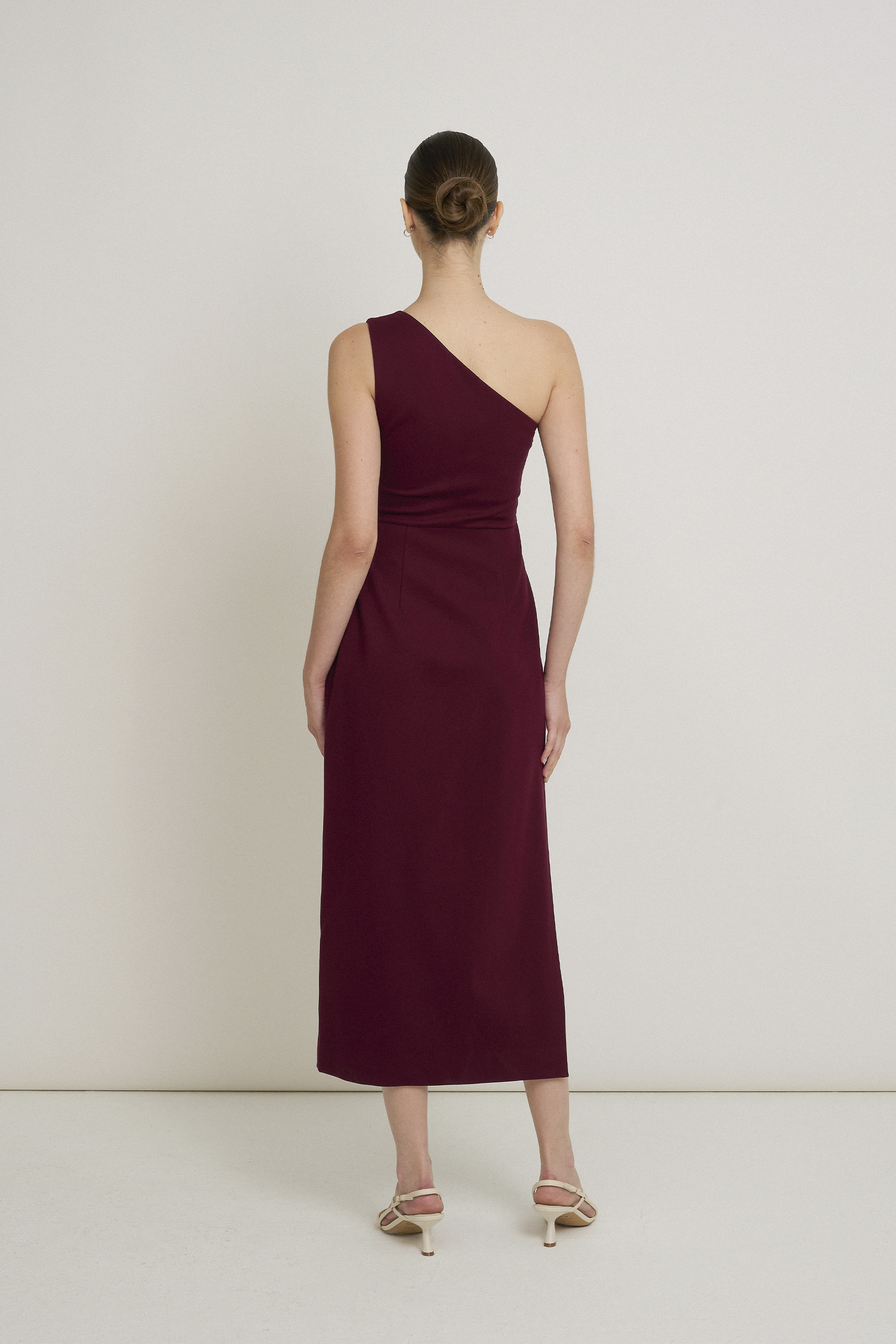 One-Shoulder Jersey Pleat Dress