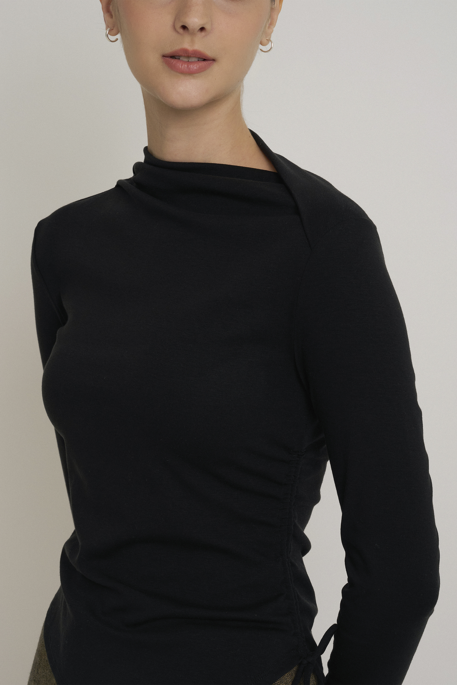 Ruched Asymmetrical Jersey Top