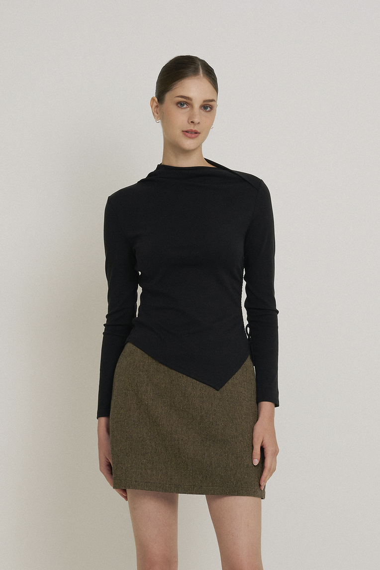 Ruched Asymmetrical Jersey Top
