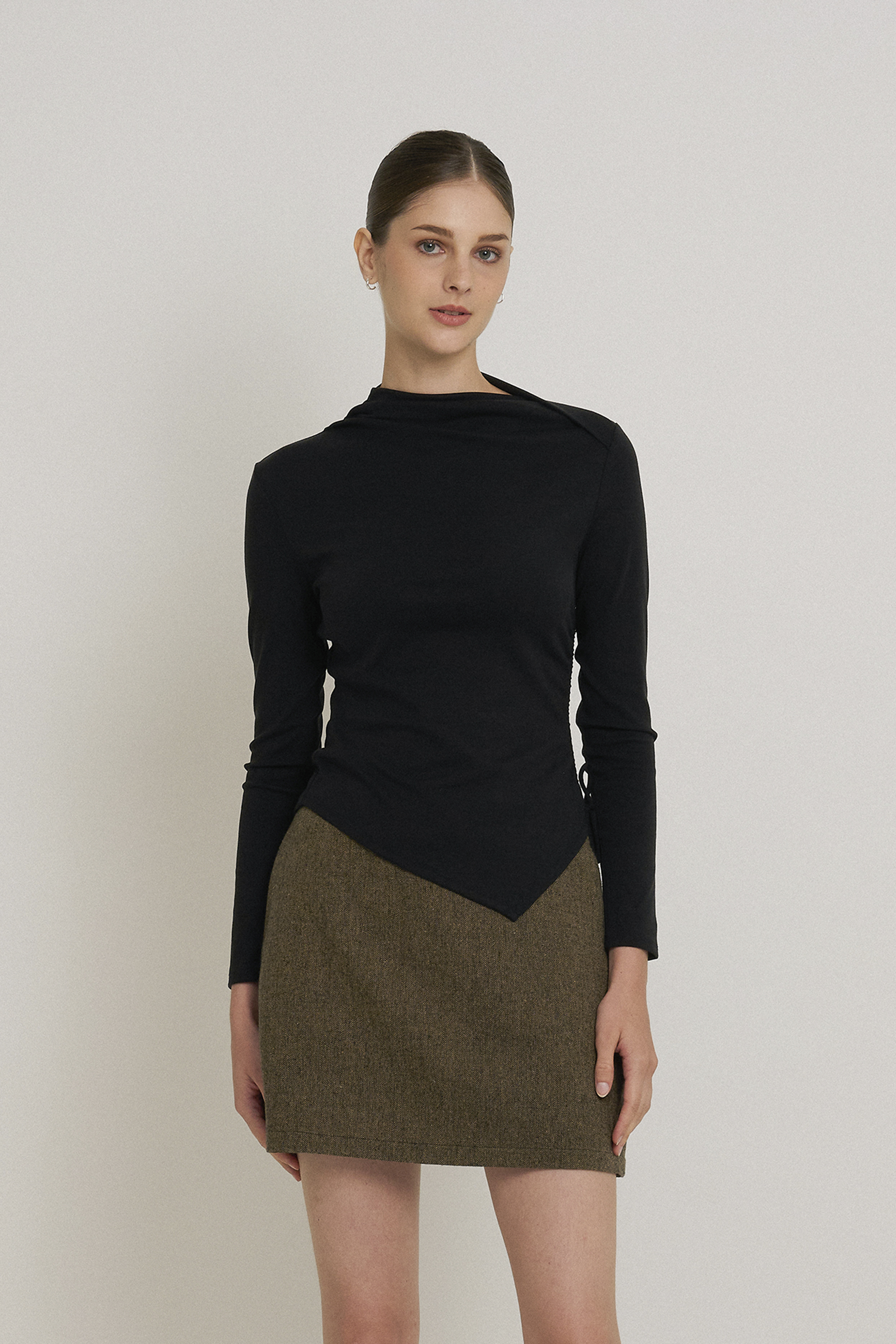 Ruched Asymmetrical Jersey Top