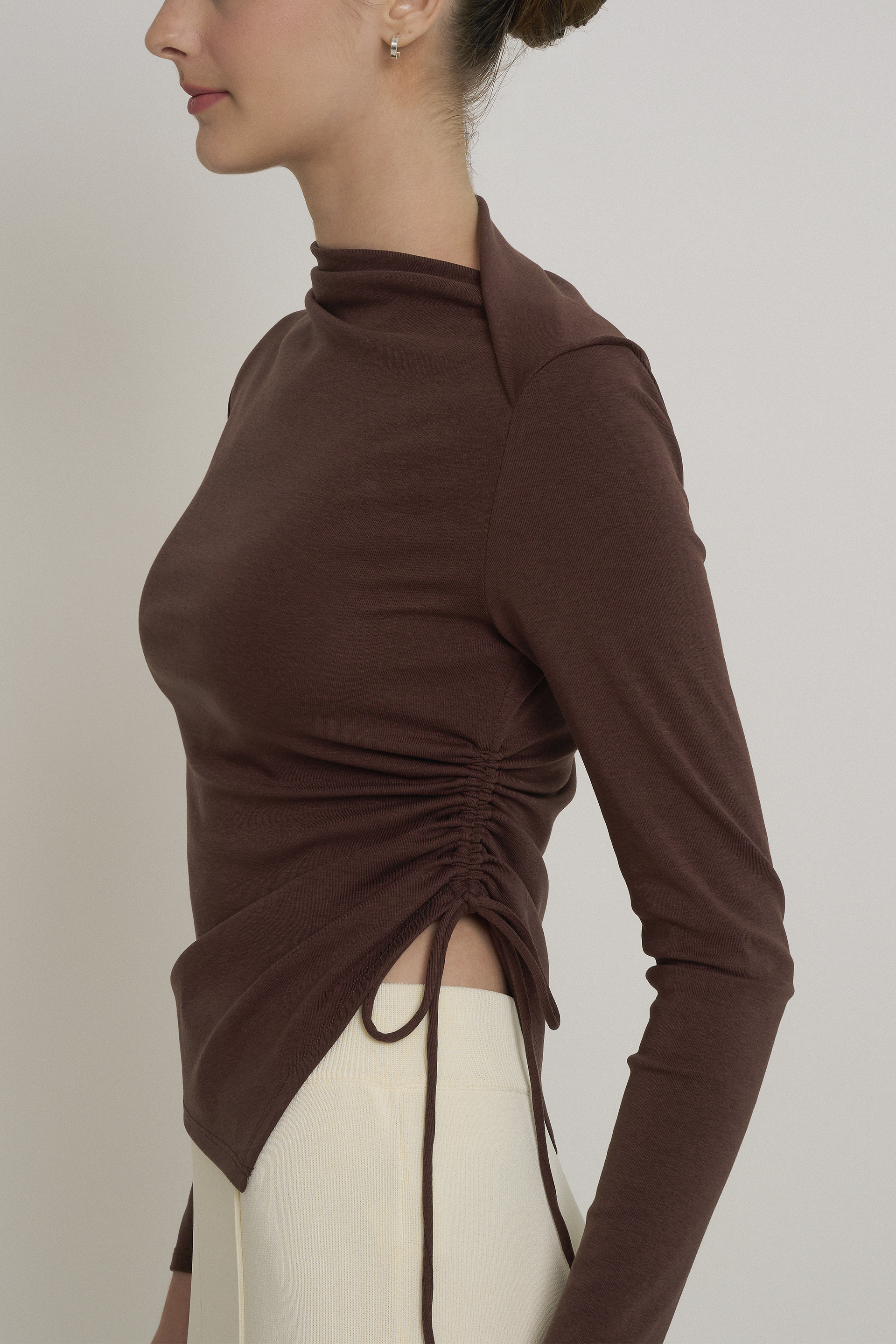 Ruched Asymmetrical Jersey Top