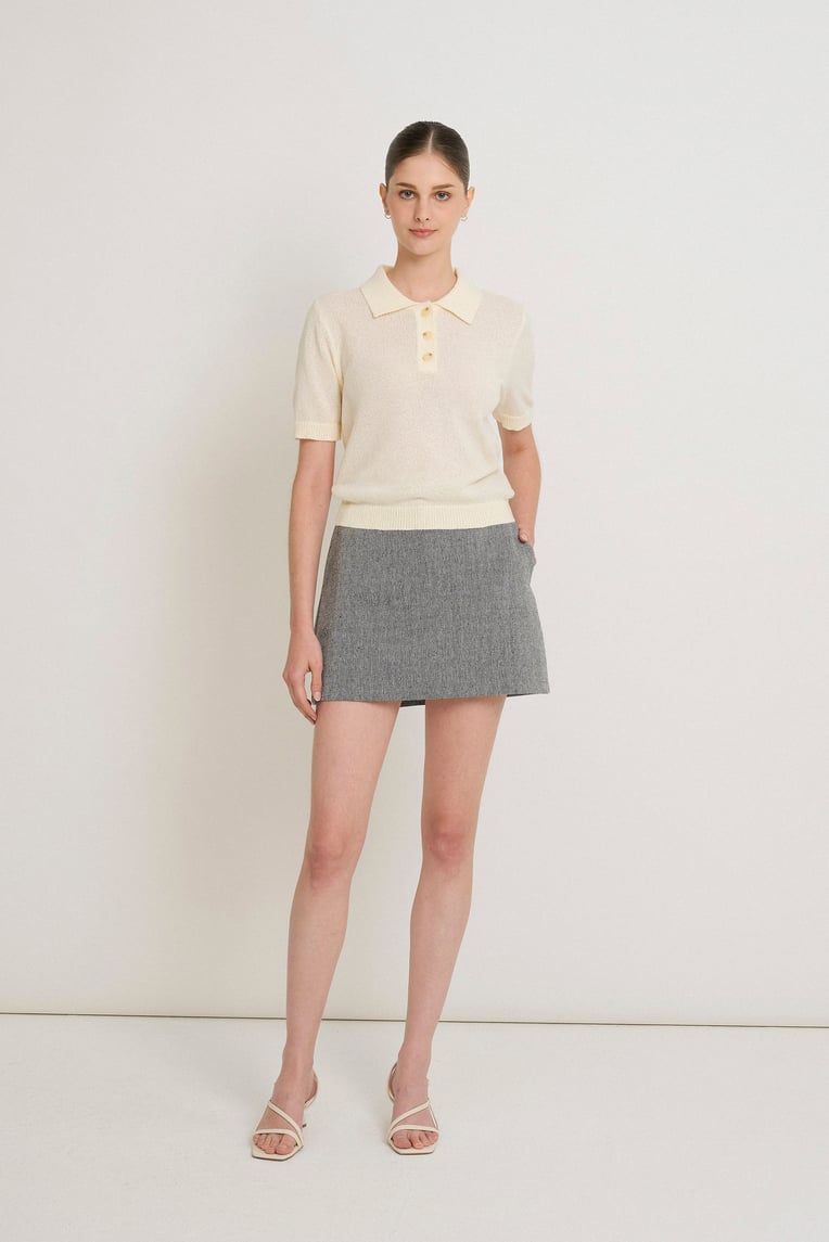 Boxy Knit Polo Top