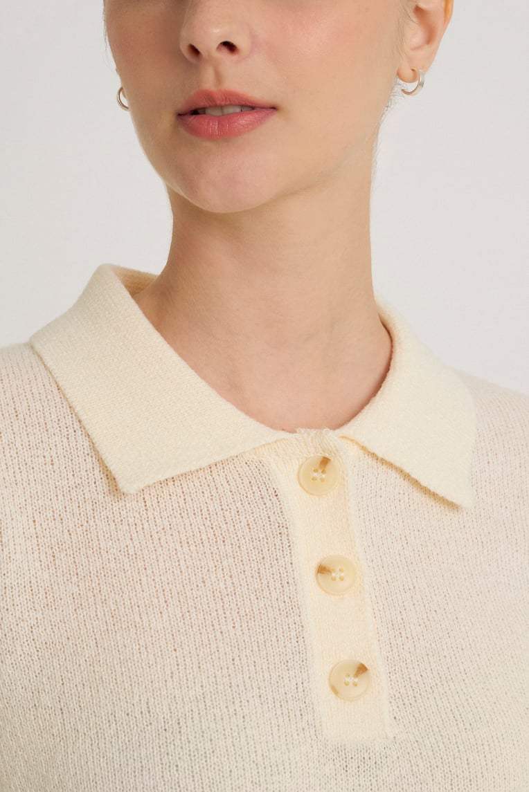 Boxy Knit Polo Top