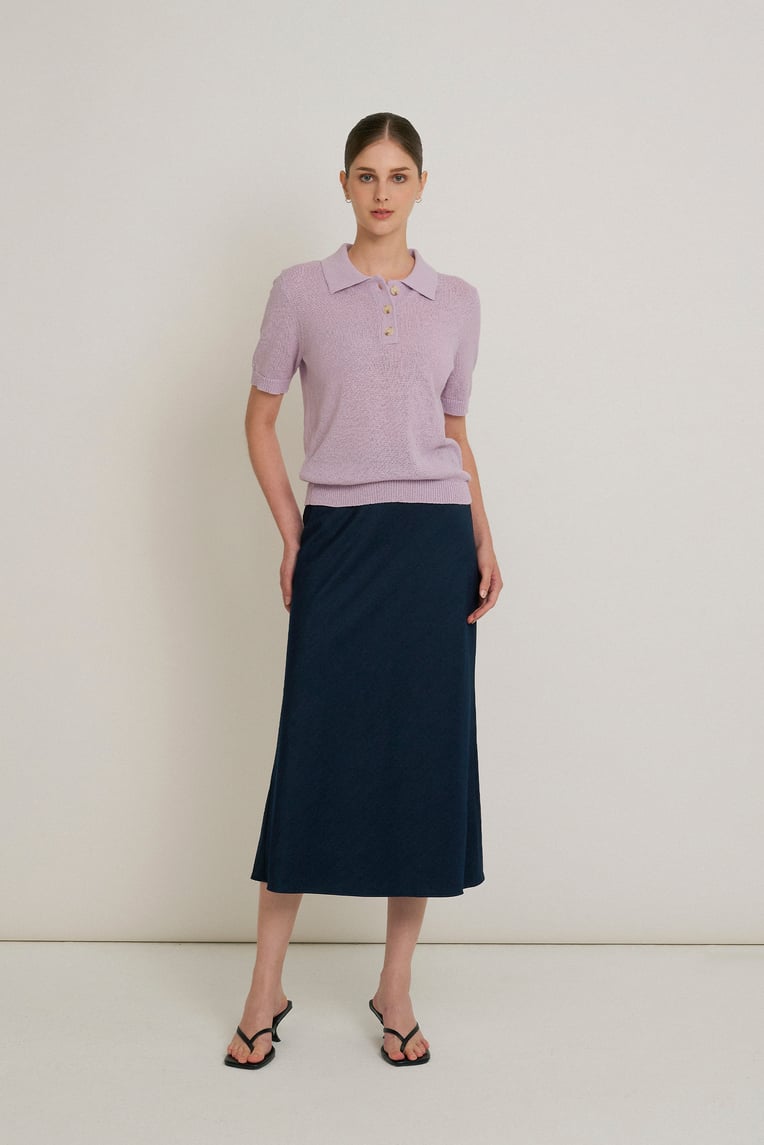 Boxy Knit Polo Top