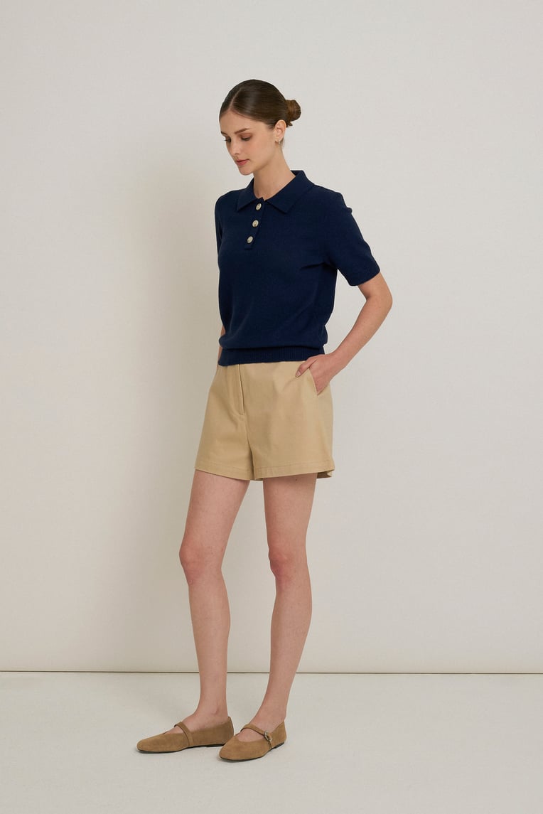 Boxy Knit Polo Top