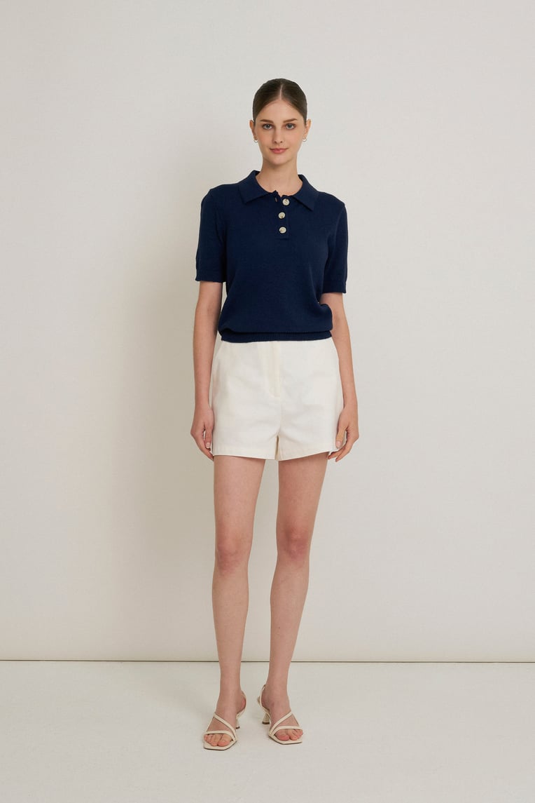 Boxy Knit Polo Top