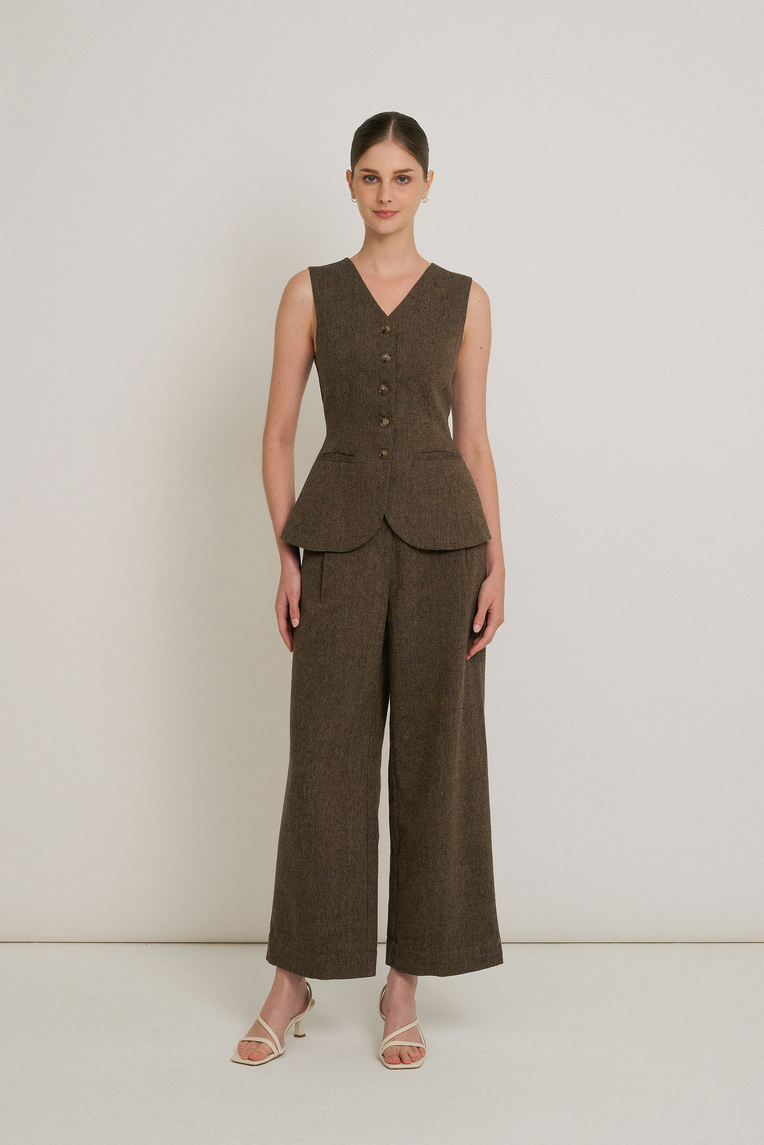 Tweed Curved-Hem Vest